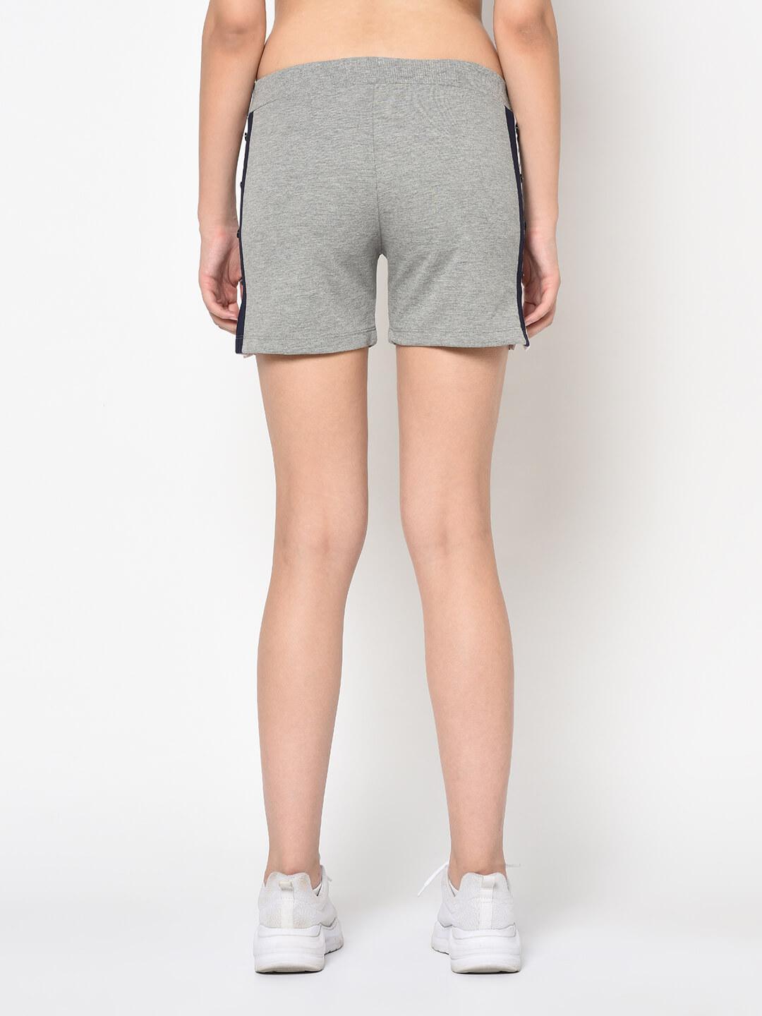 Women Grey Mid-Rise Cotton Regular Shorts