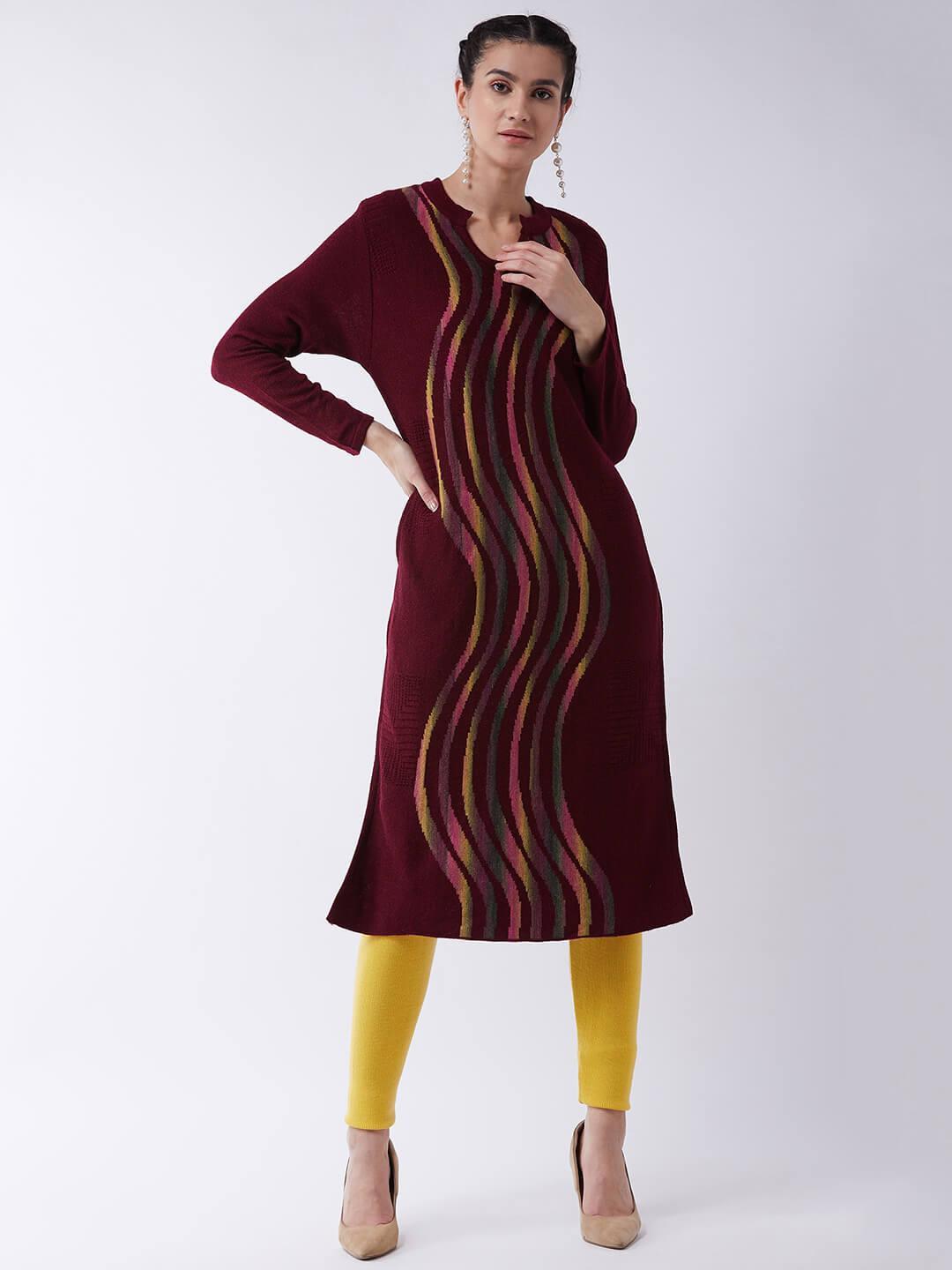 Women Yellow solid slim fit woolen leggings