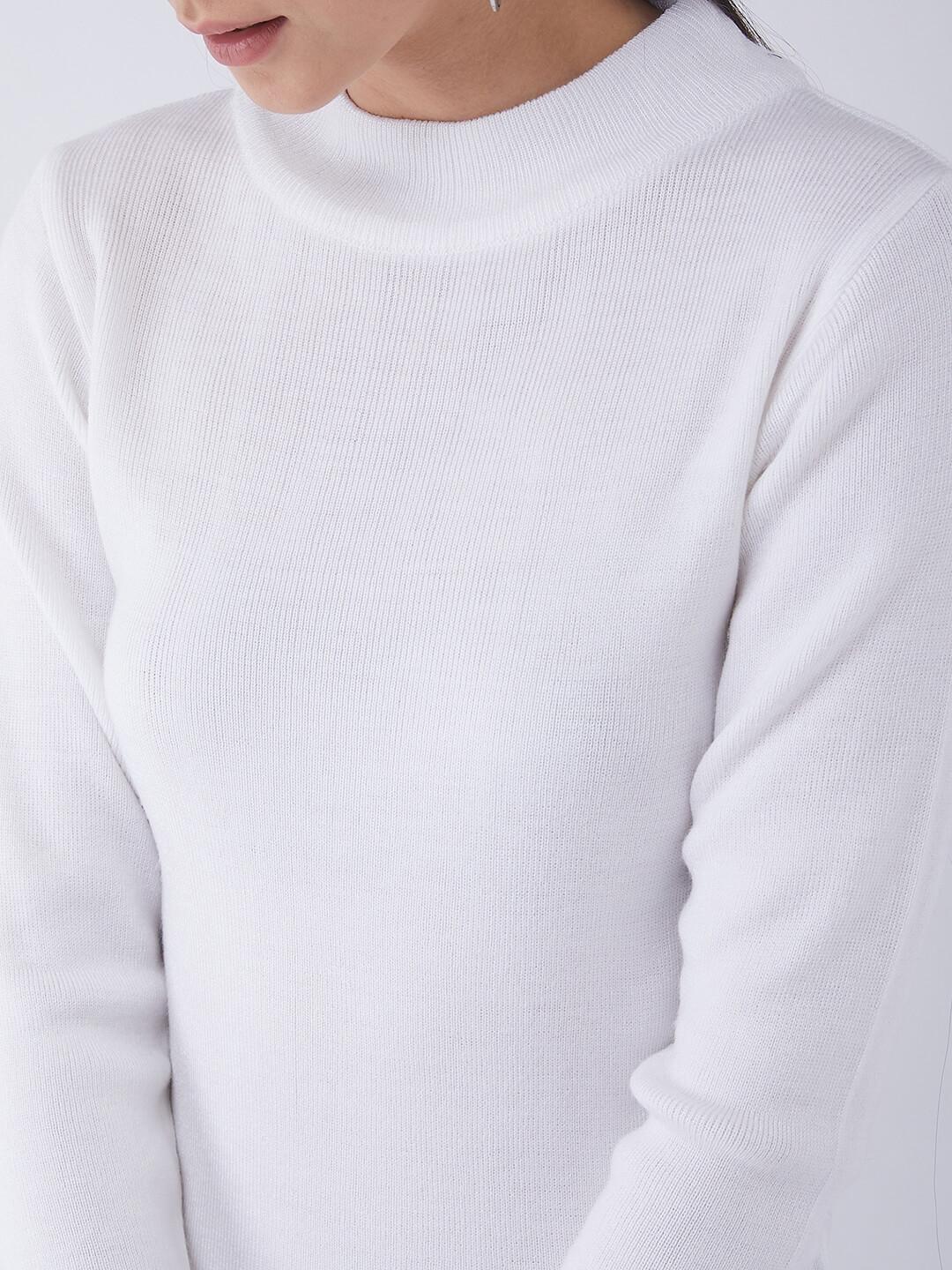 RVK Women  White  Pullover Sweater