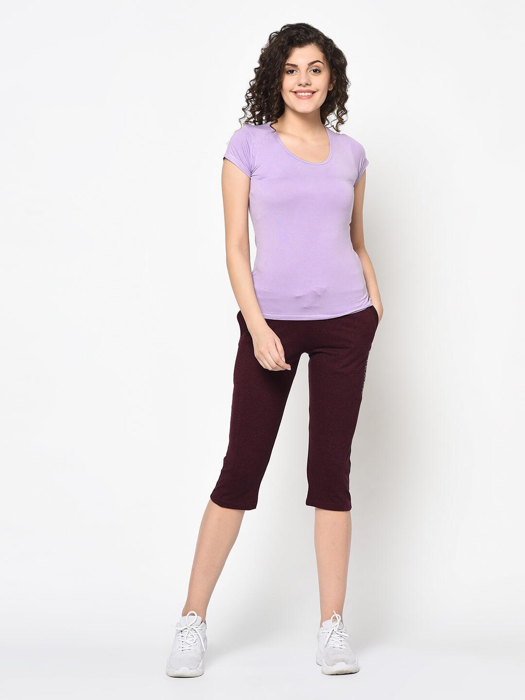 FEMEA Women Wine Solid Slim Fit Capris
