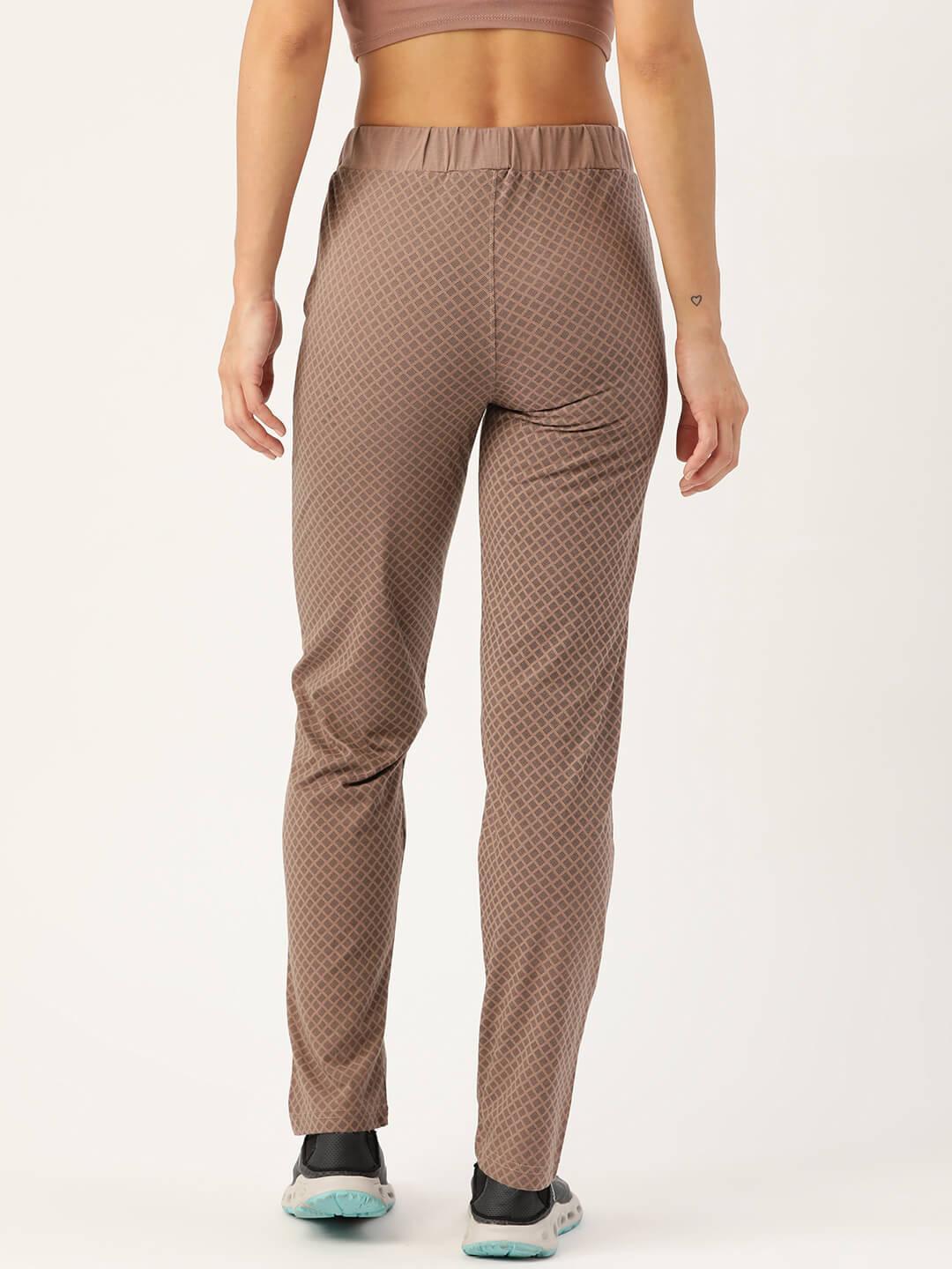 Women Coffee and Black printed Track Pants