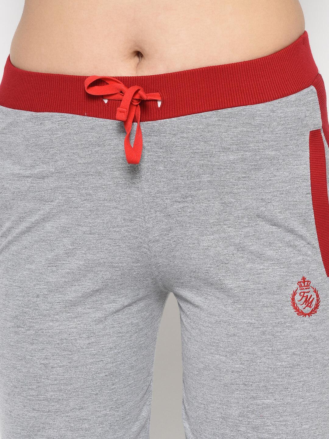 Women Grey Melange Solid Slim-Fit Track Pants