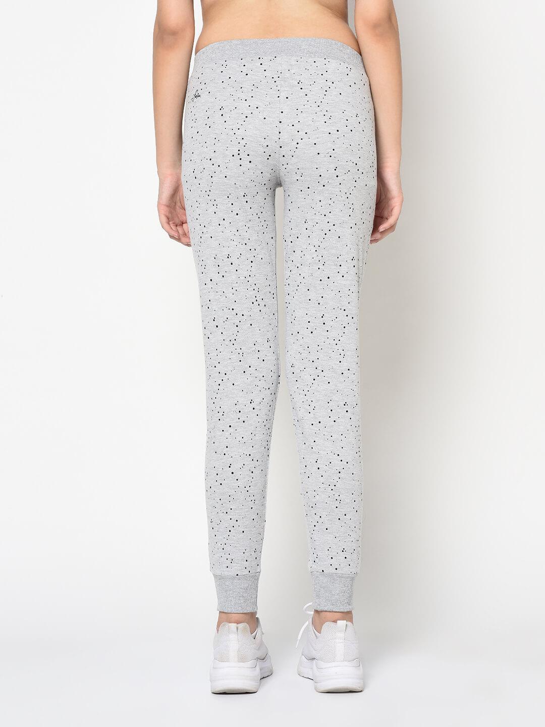 Women Grey Polka Dots Printed Slim-Fit Joggers