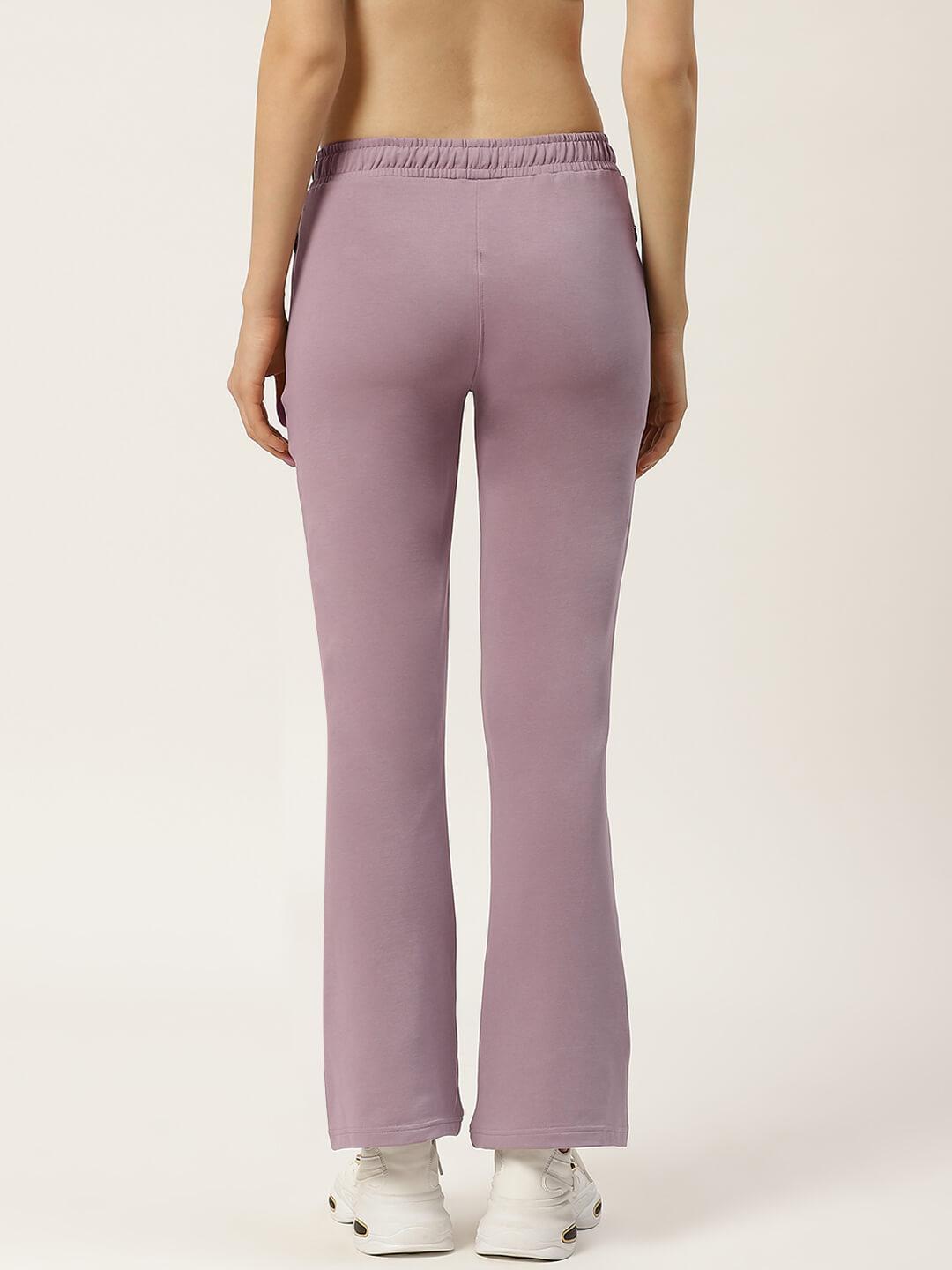 Women Lavender Solid Boot cut Fit Track Pants