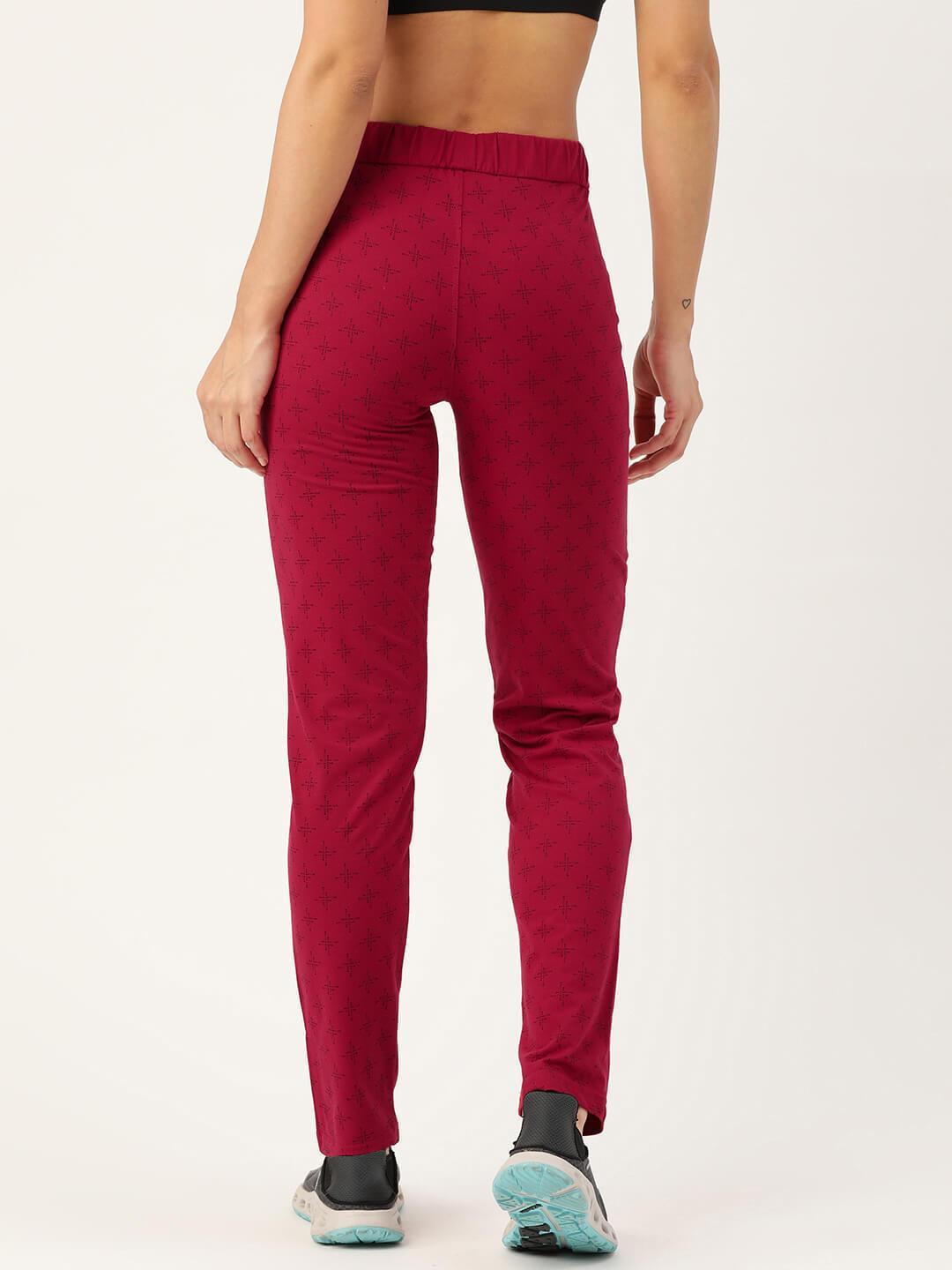 Women Maroon and Navy printed Track Pants