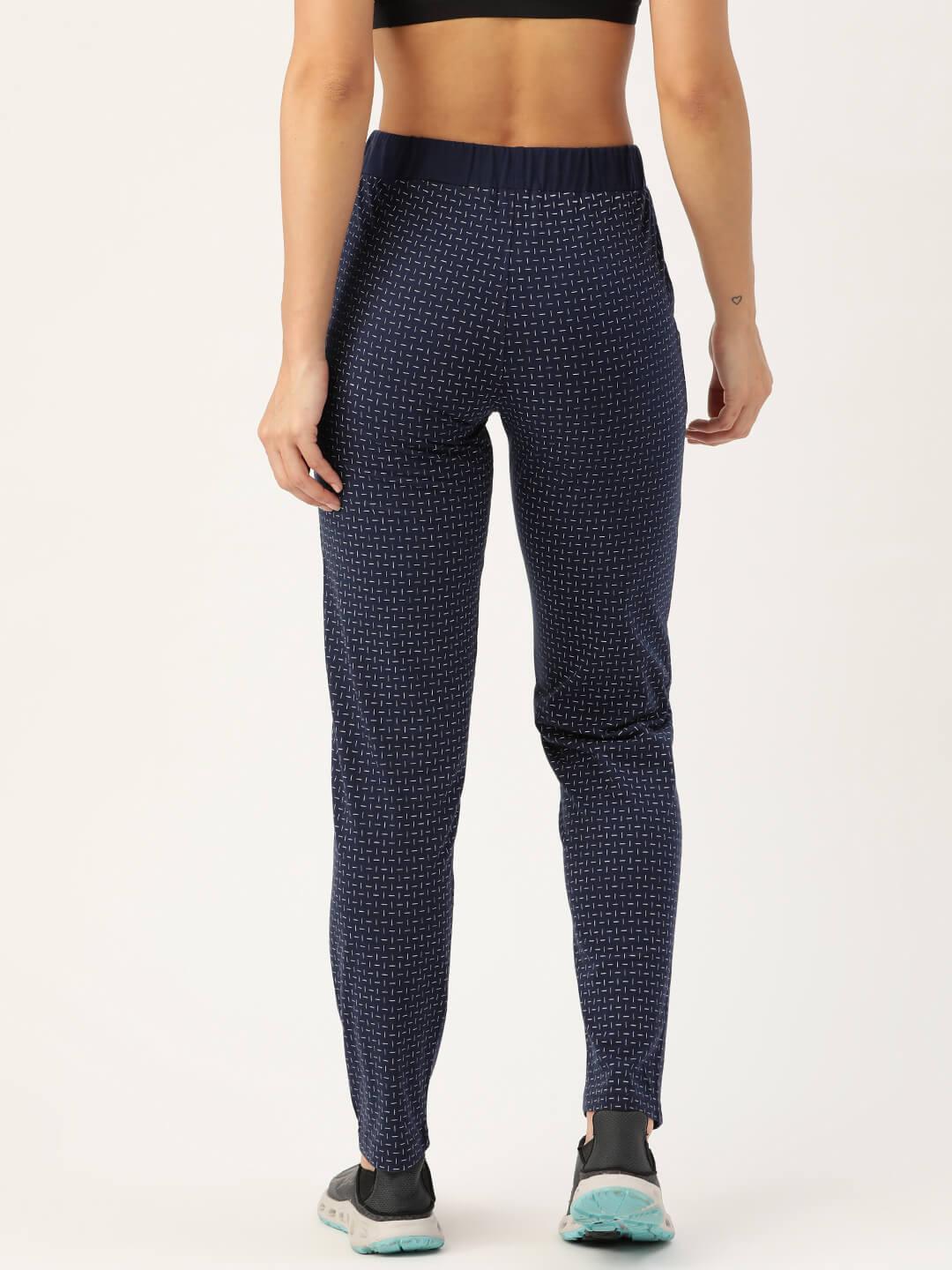 Women Navy and White printed Track Pants