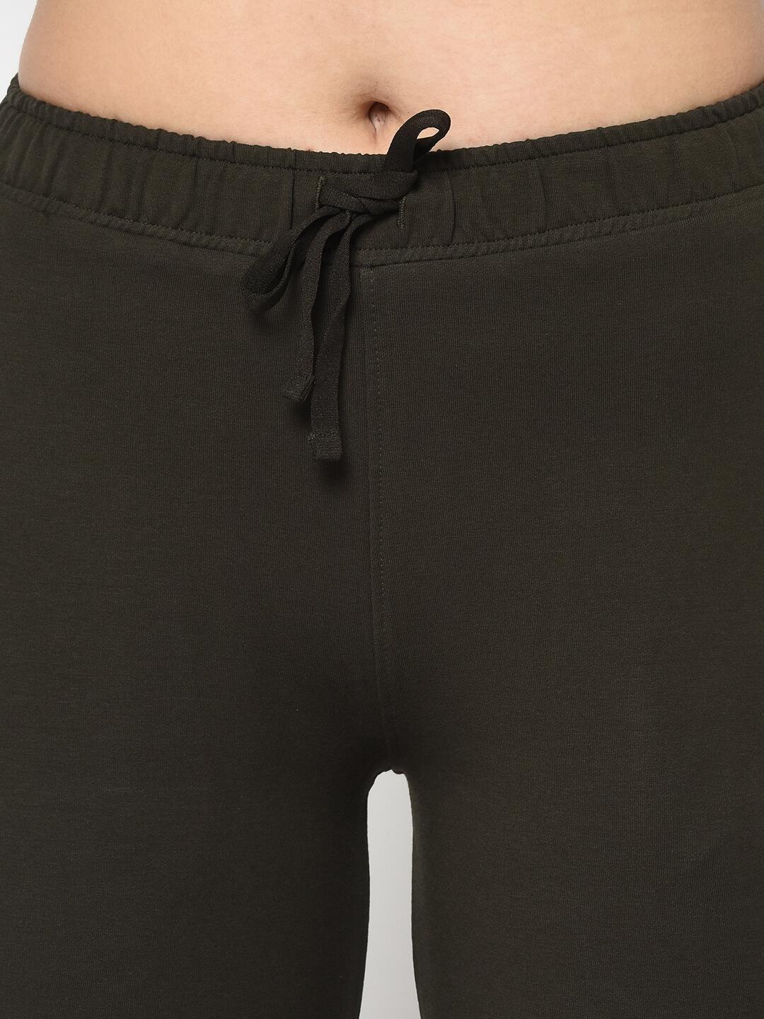 Women Olive Solid Boot cut Fit Track Pants