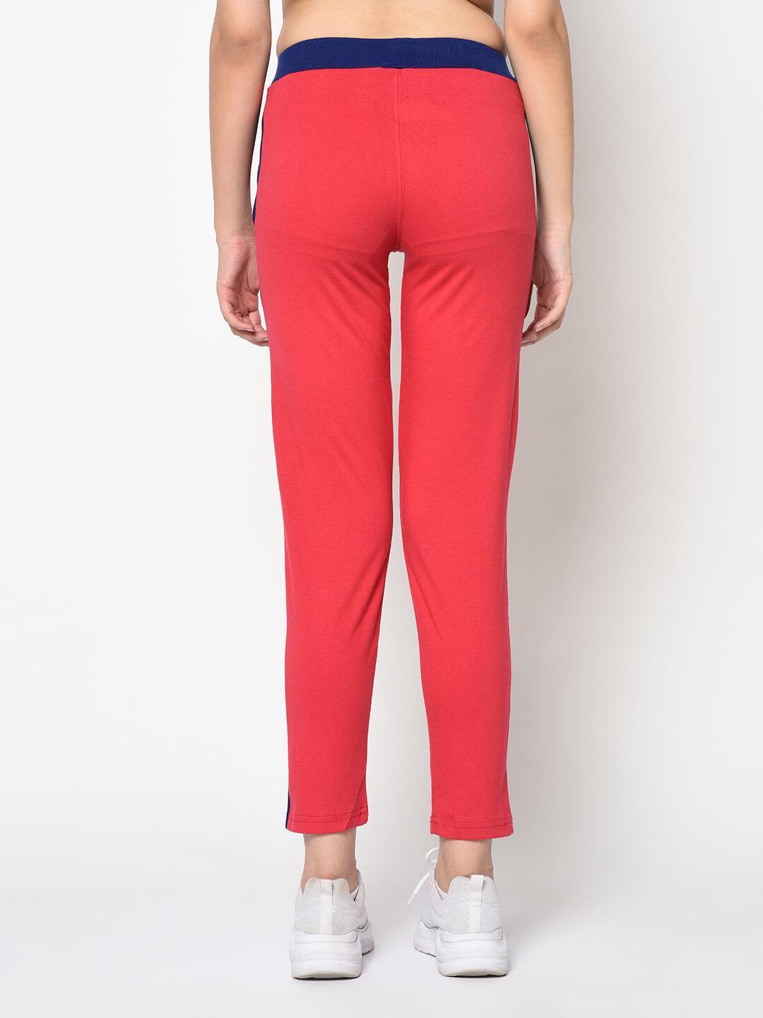 Women Red Solid Slim-Fit Track Pants