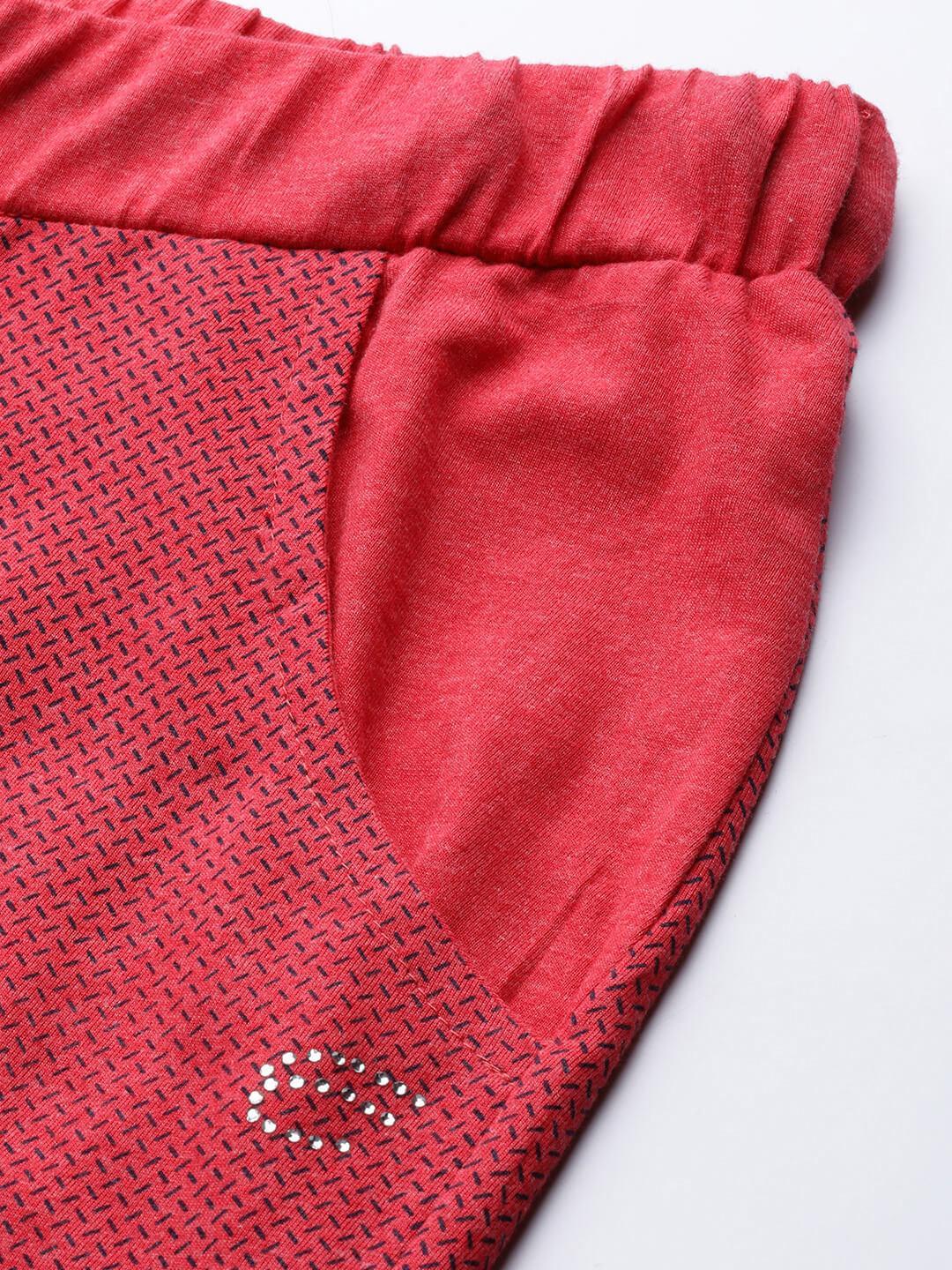 Women Tomato and Navy printed Track Pants