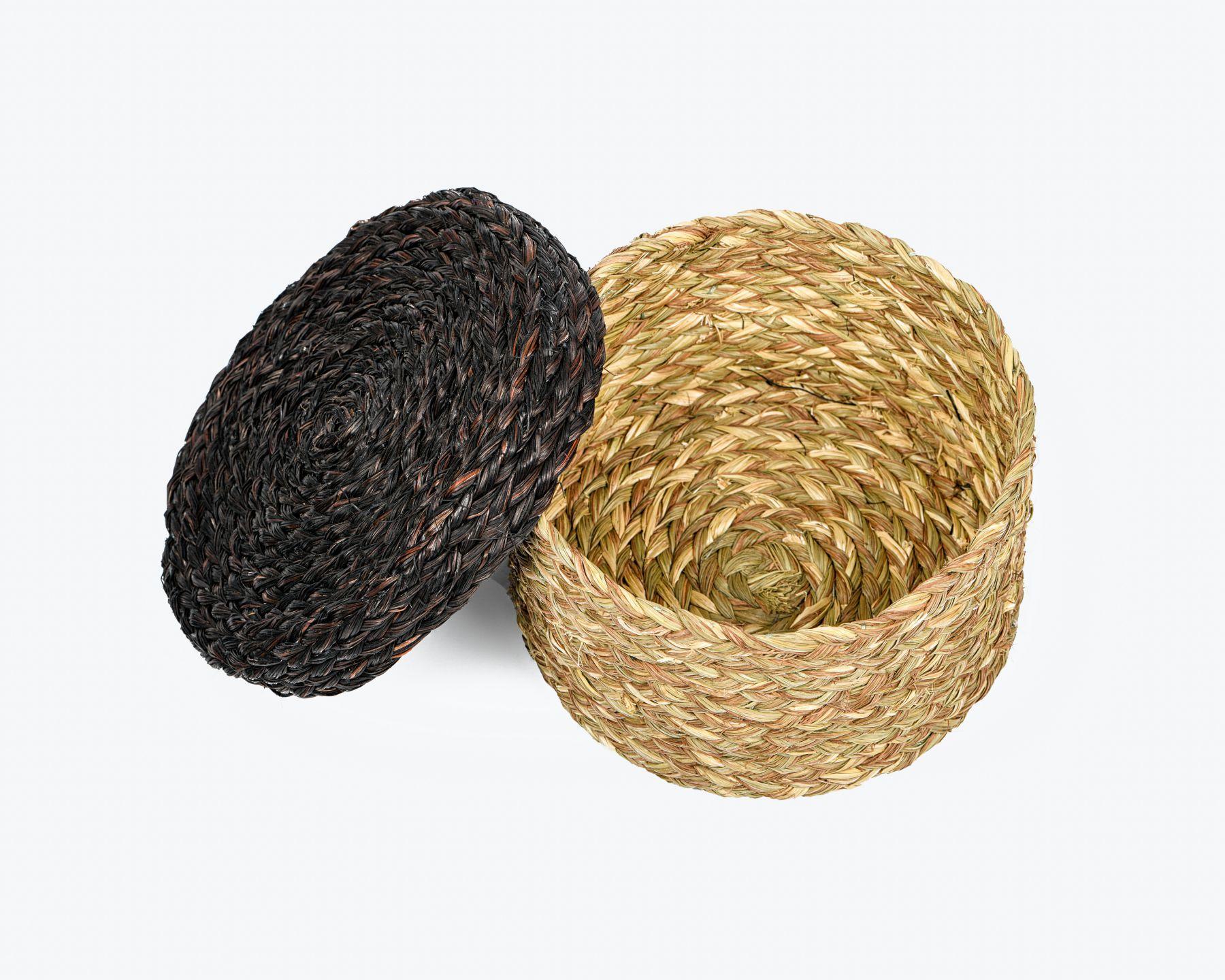 Handmade Braided Sabaii Grass Storage Box (set of 3) with lid