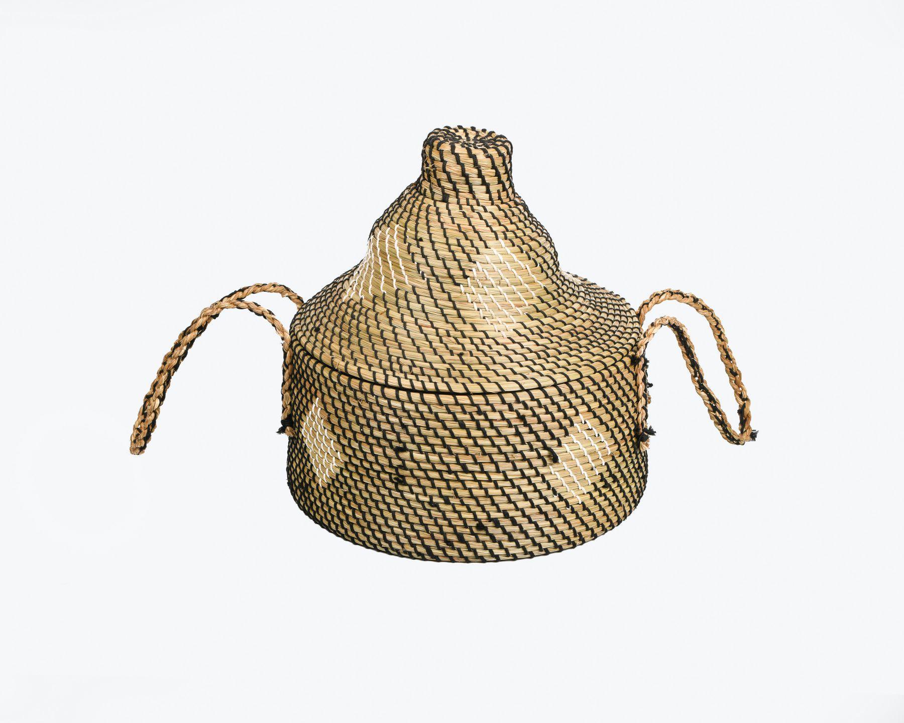 Handmade Braided Sabaii Grass Punjabi Casserole with handles and lid