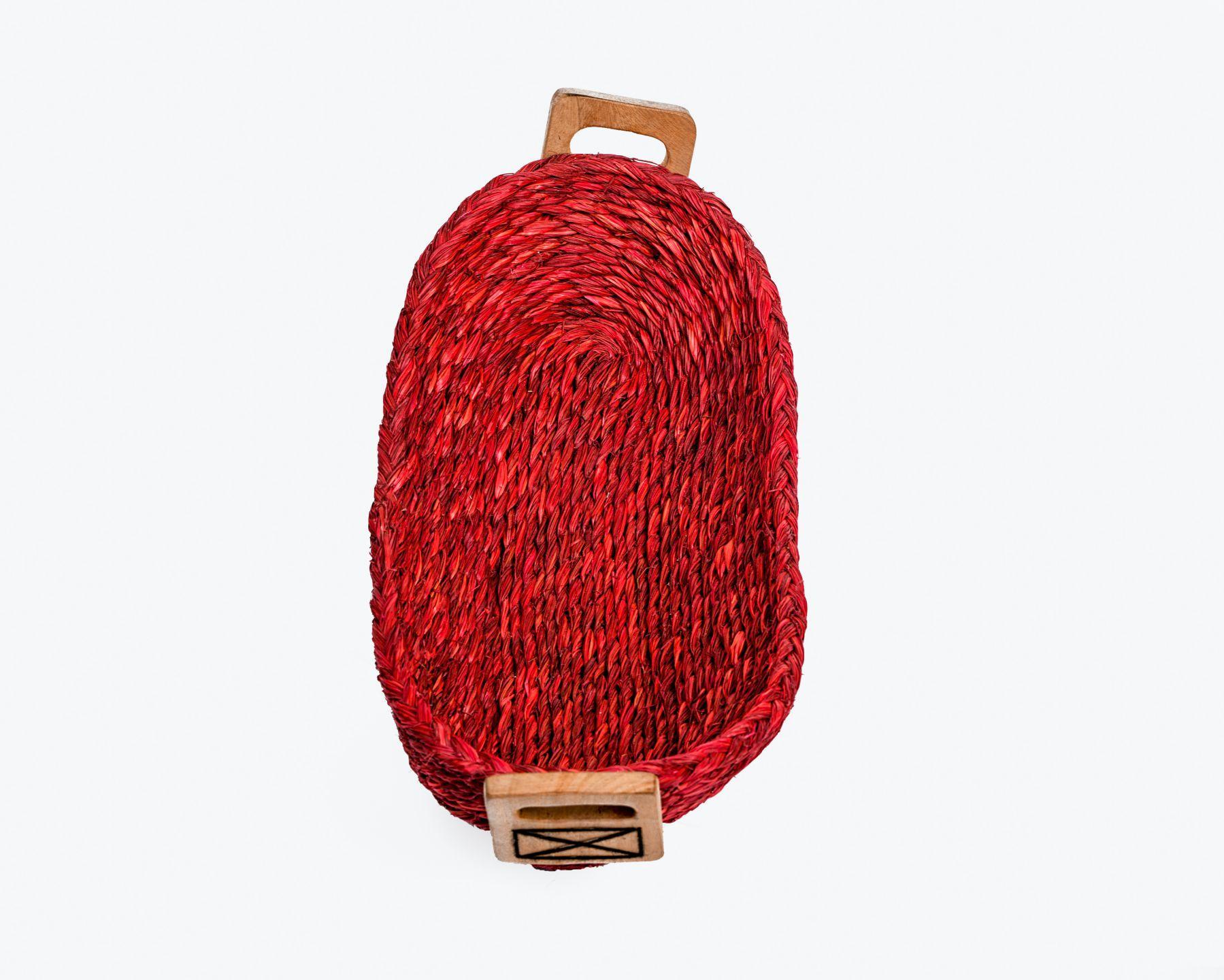 Handmade Braided Sabaii Grass Basket with wooden handles