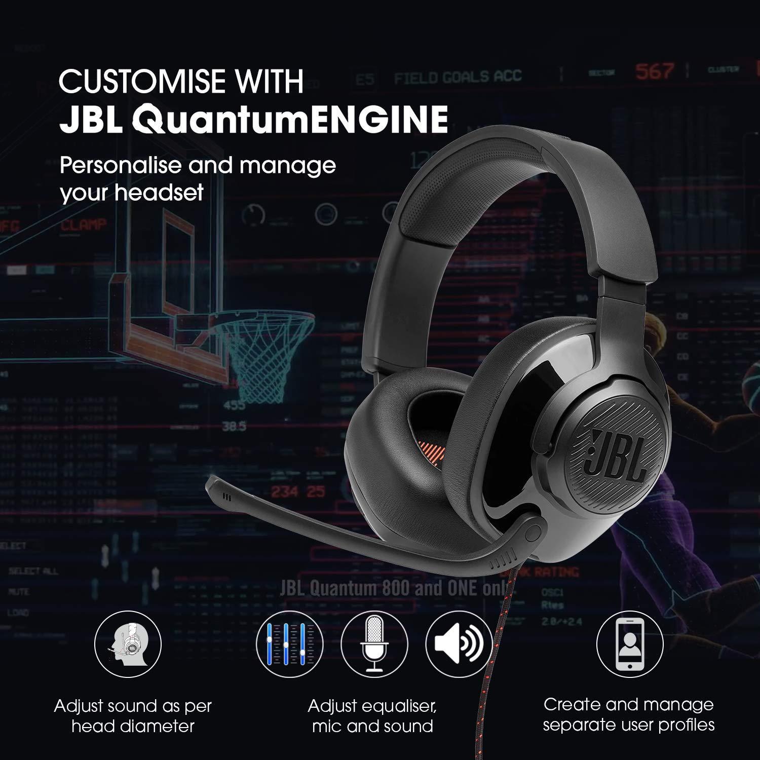 JBL Quantum 300 Wired Over-Ear Gaming Headset With Flip-up Mic