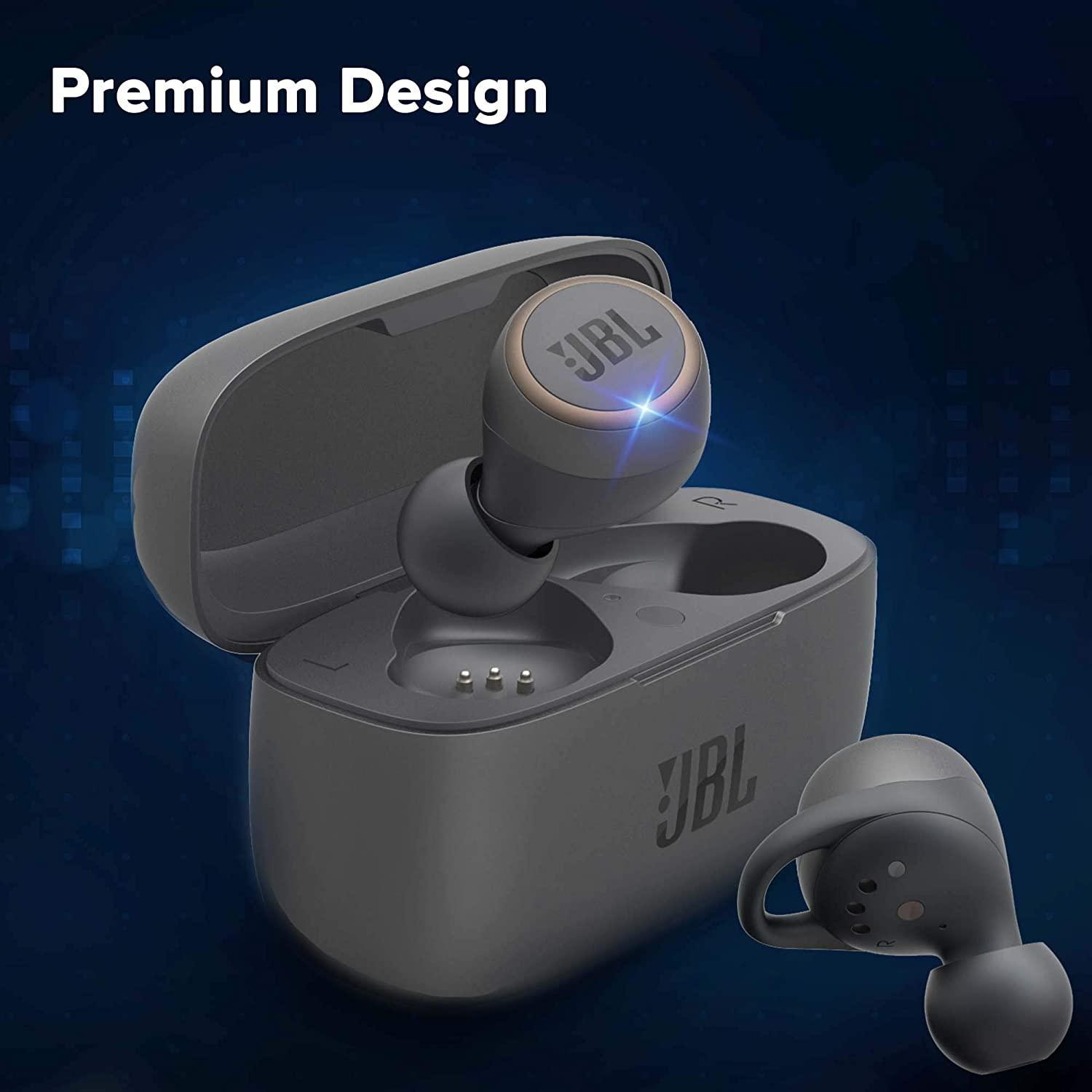 JBL Live 300 Bluetooth Truly Wireless in Ear Earbuds with Mic (Black)