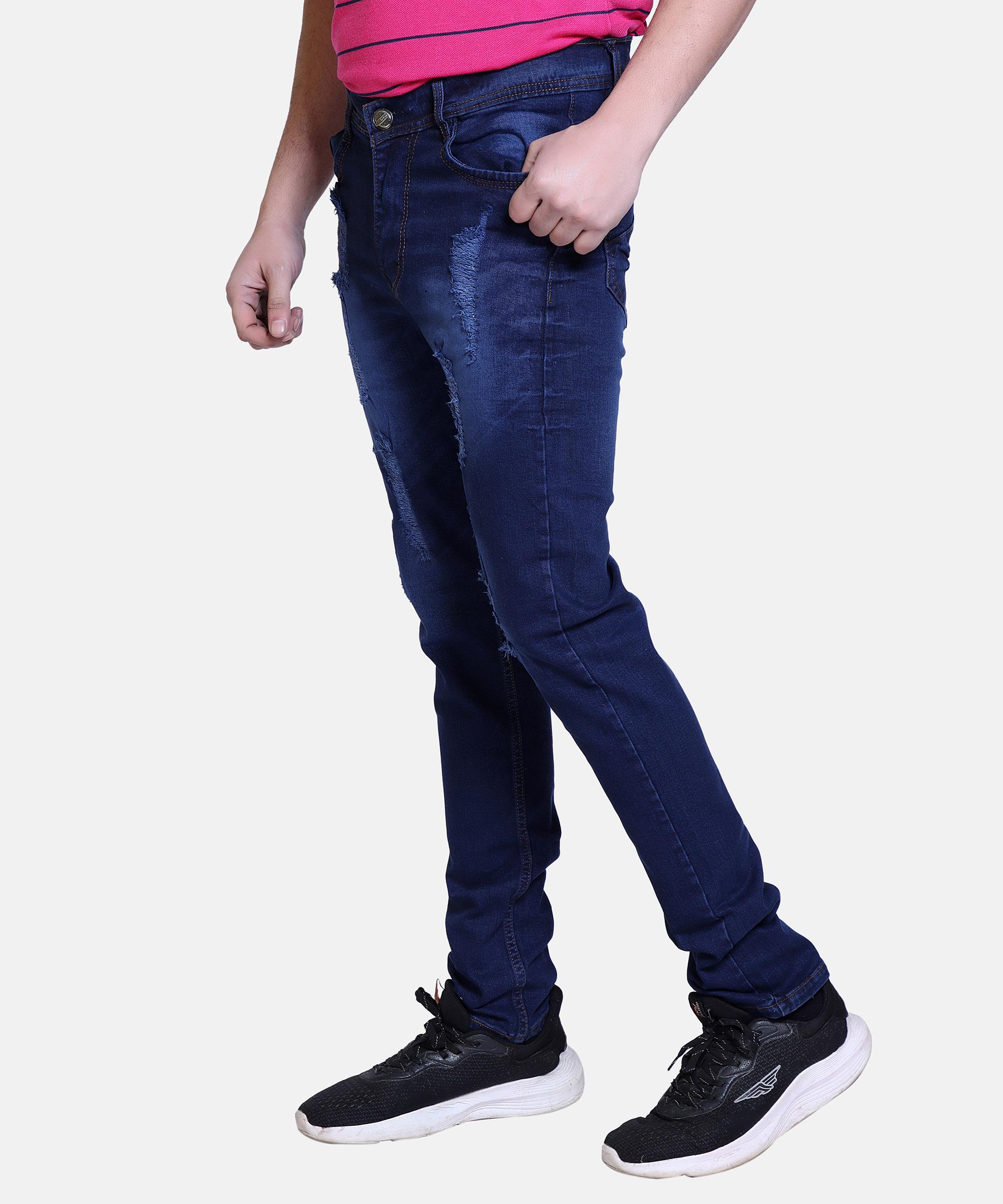 Men Regular Simple Jeans Hard Wash-Blue
