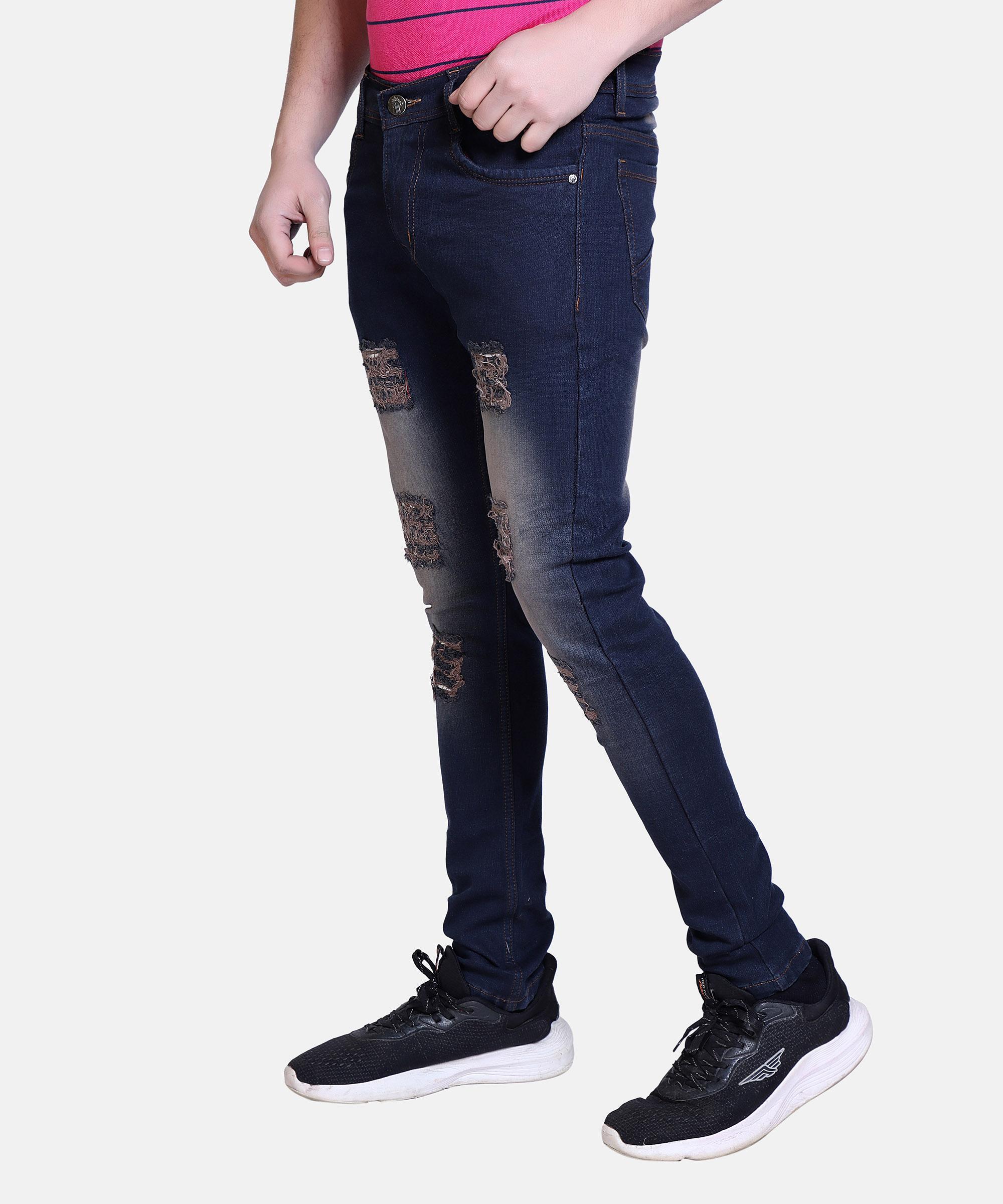 Men Regular Simple Jeans-Brown