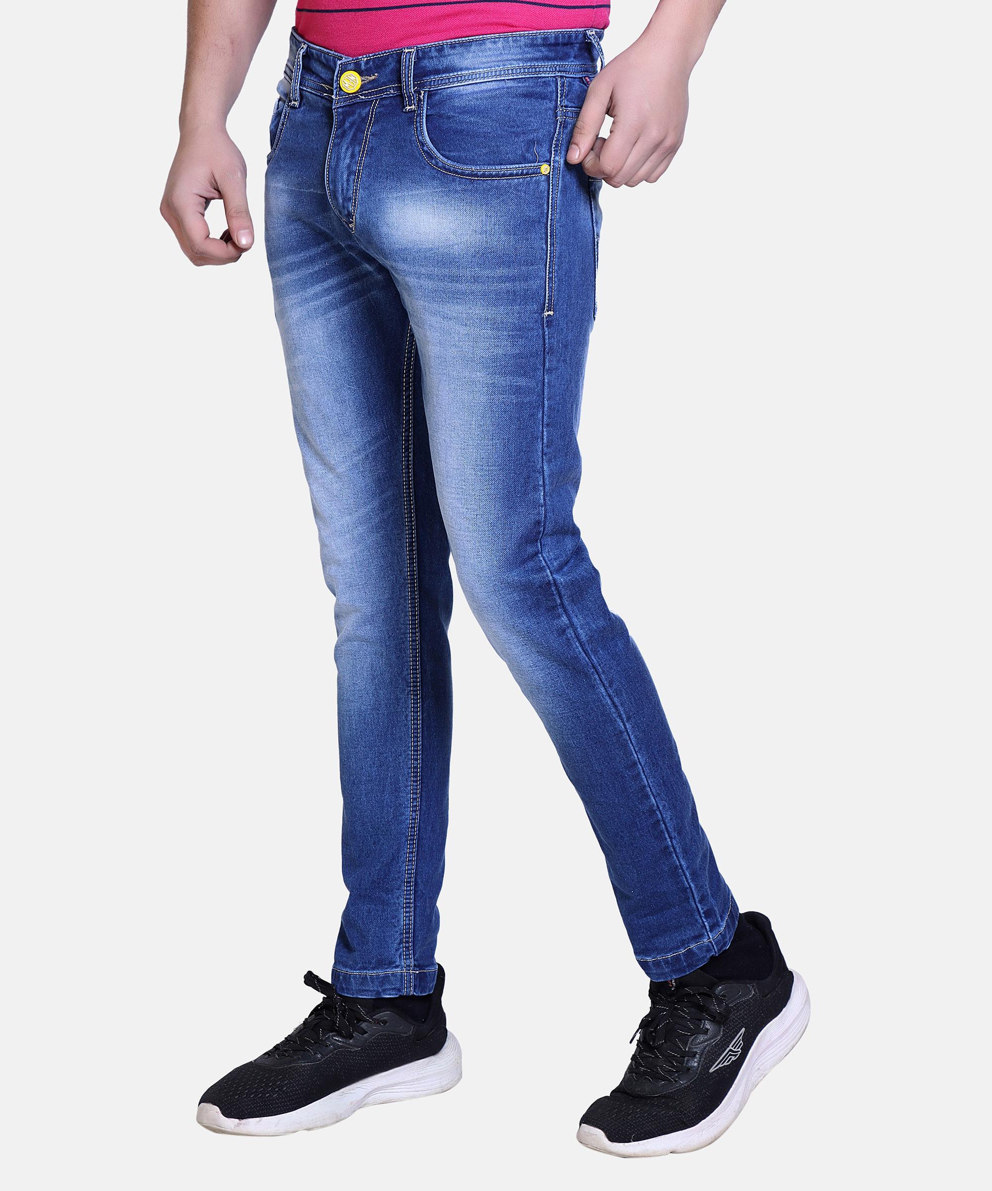Men Regular Simple Jeans-Hard Wash-Light Blue