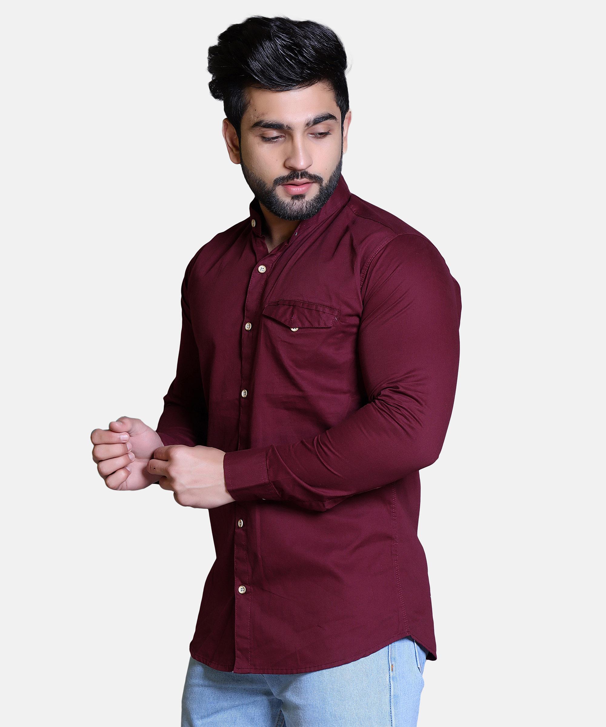 Men Shirt Full Sleeve – Dark MAROON