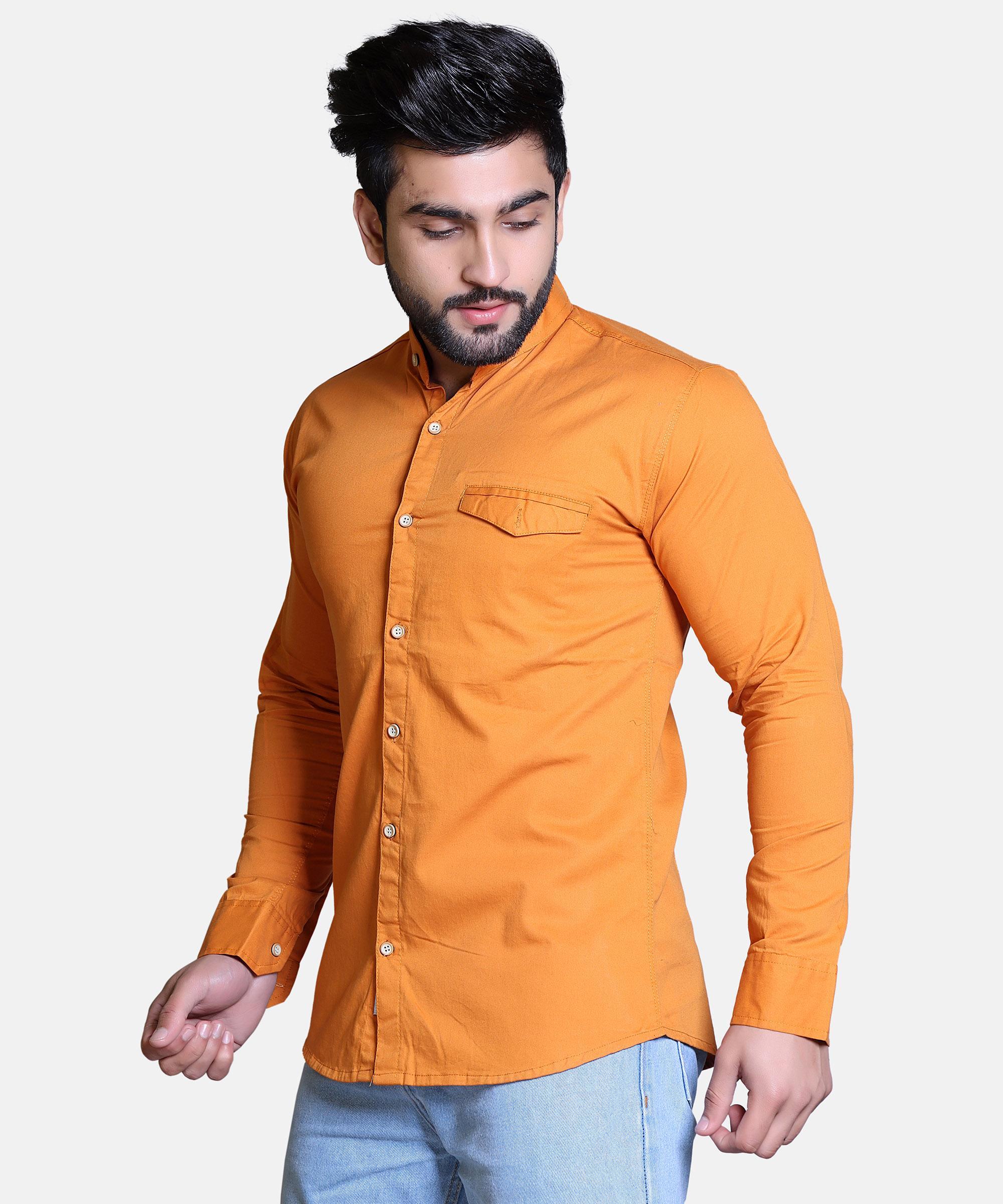 Men Shirt Full Sleeve – MUSTARD ORANGE