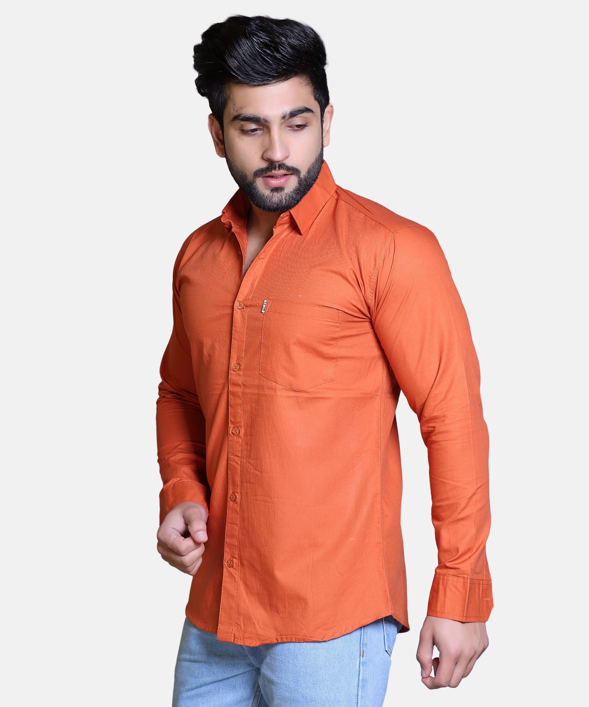 Men Shirt Full Sleeve – ORANGE
