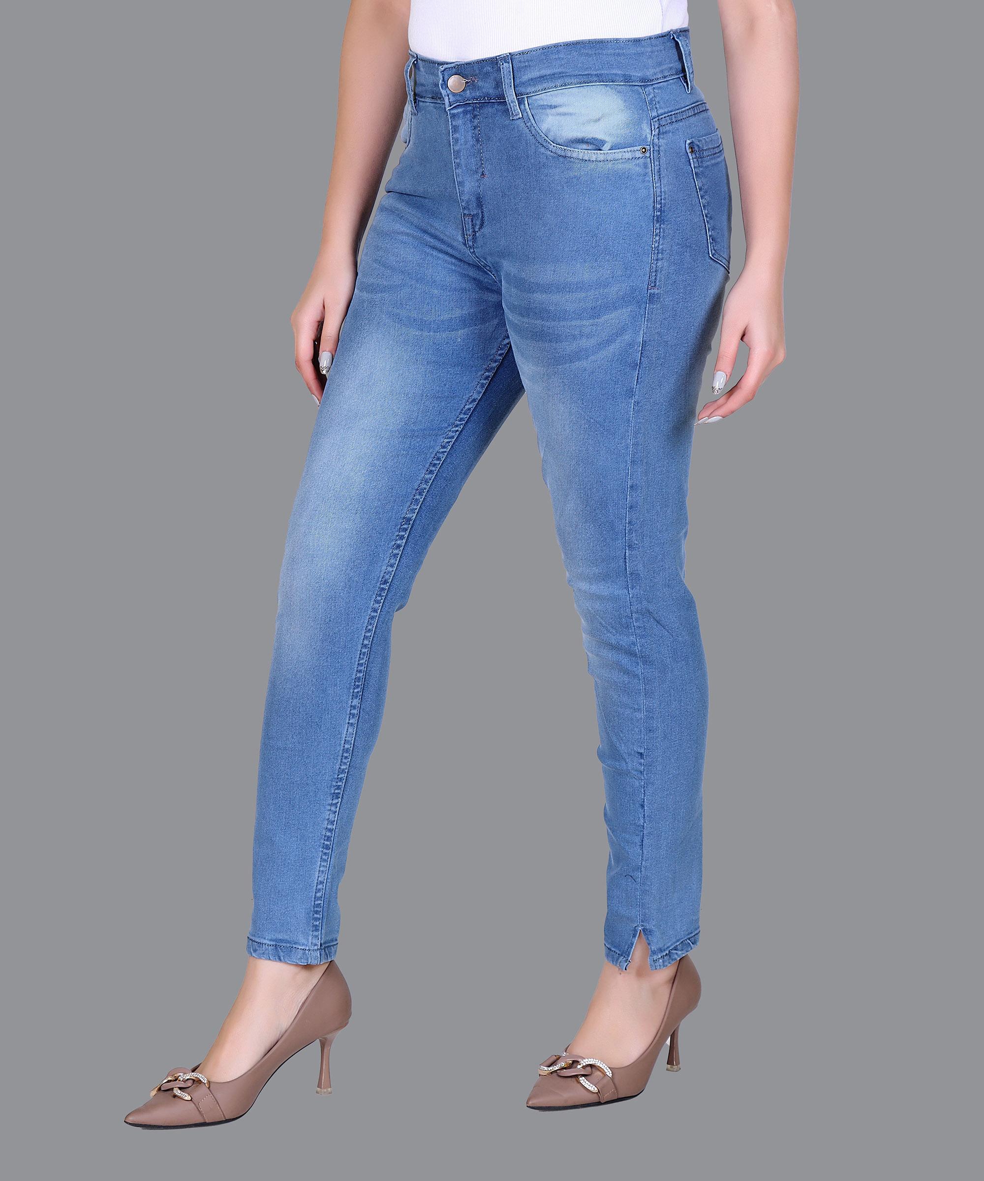 Women Jeans Solid – Light Blue Hard wash