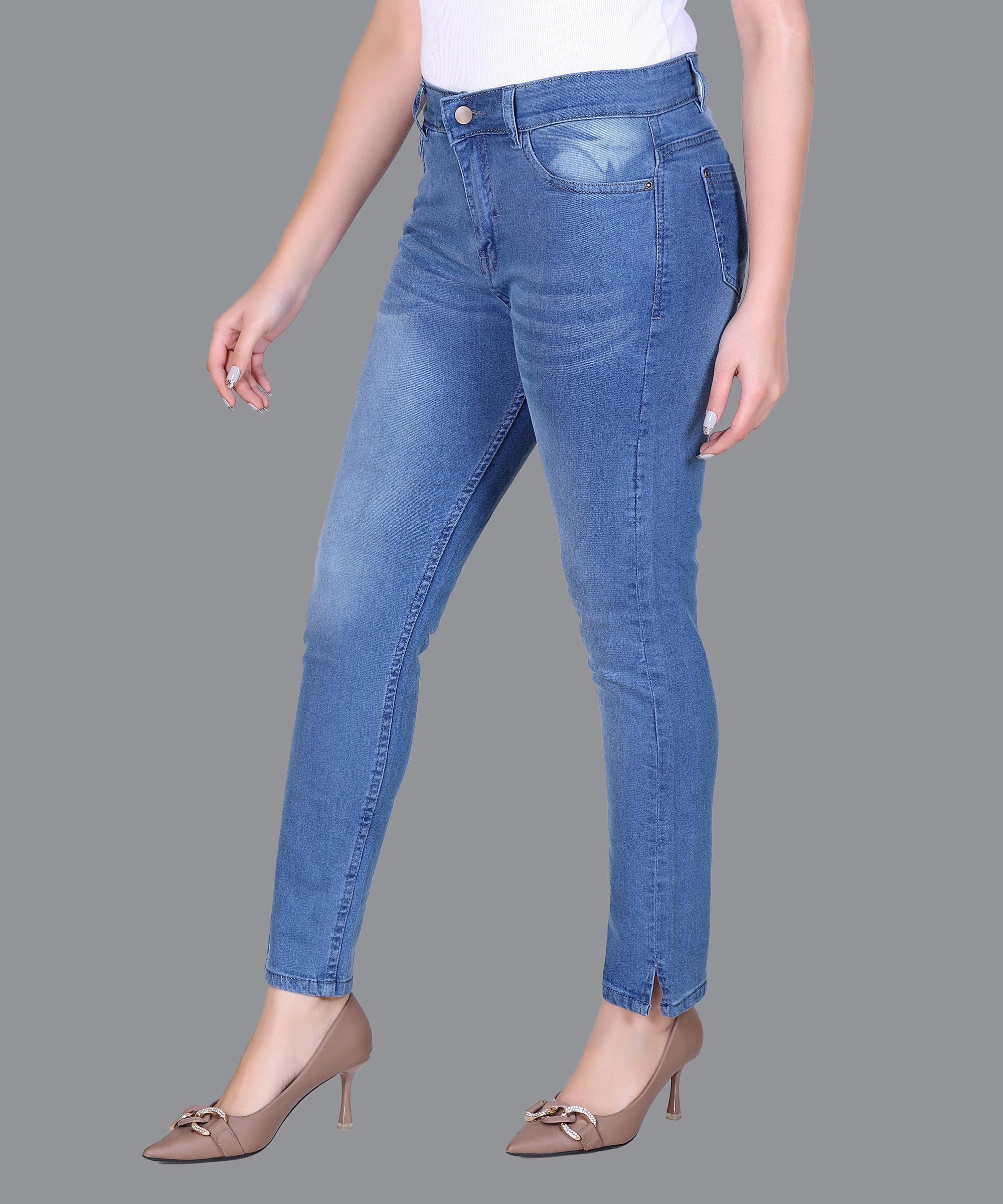 Women Jeans Solid – Sky Blue