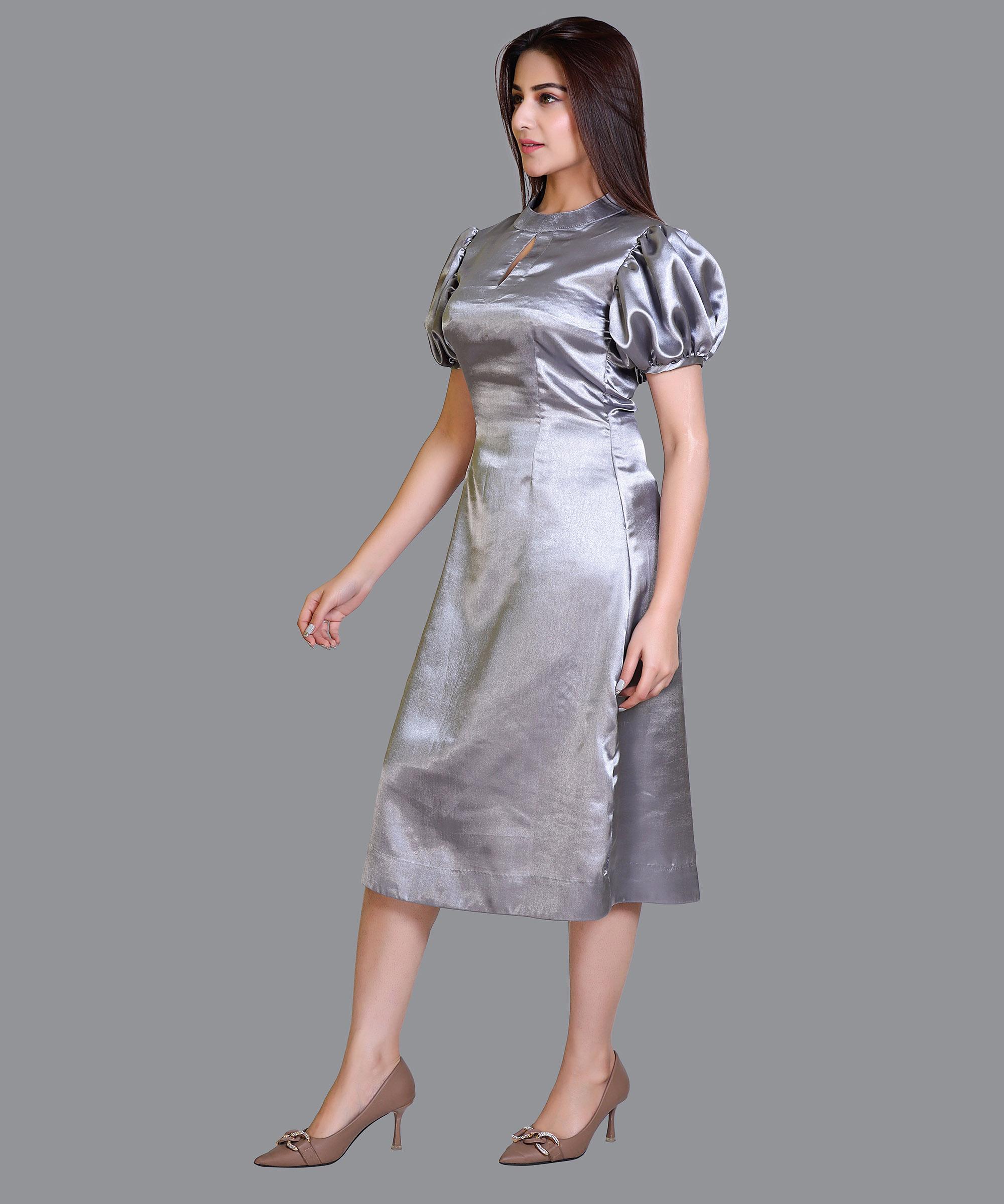 Women Satin Grey Western Dress