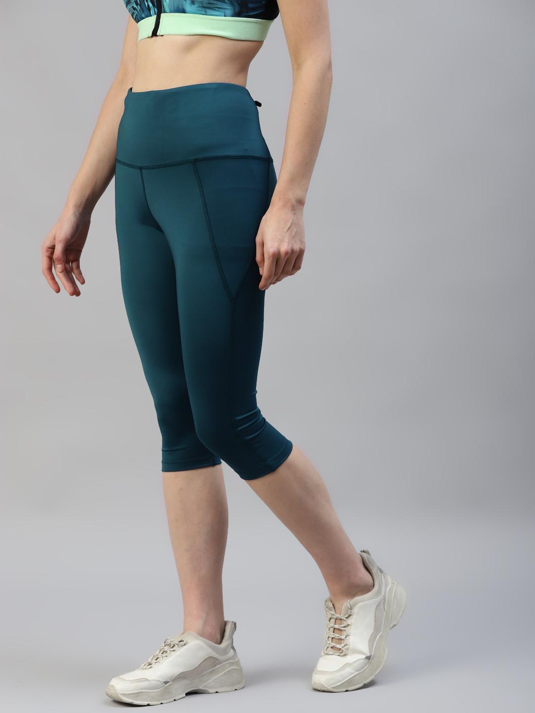 Women Teal Active Wear Capris