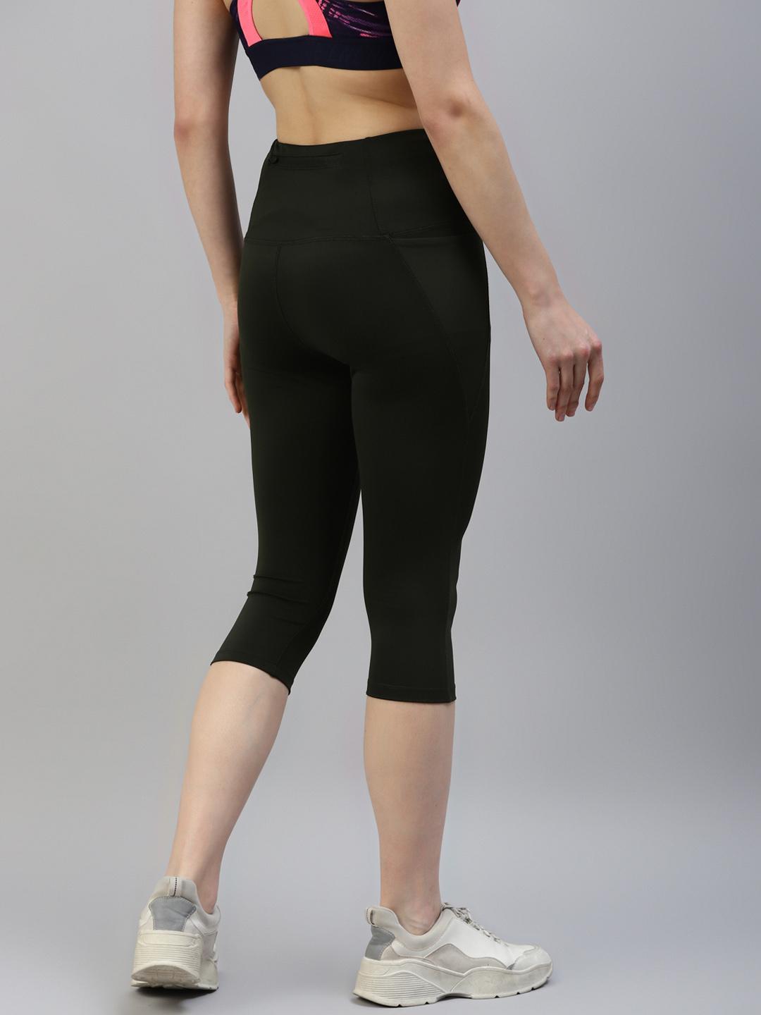 Women Olive Active Wear Capris