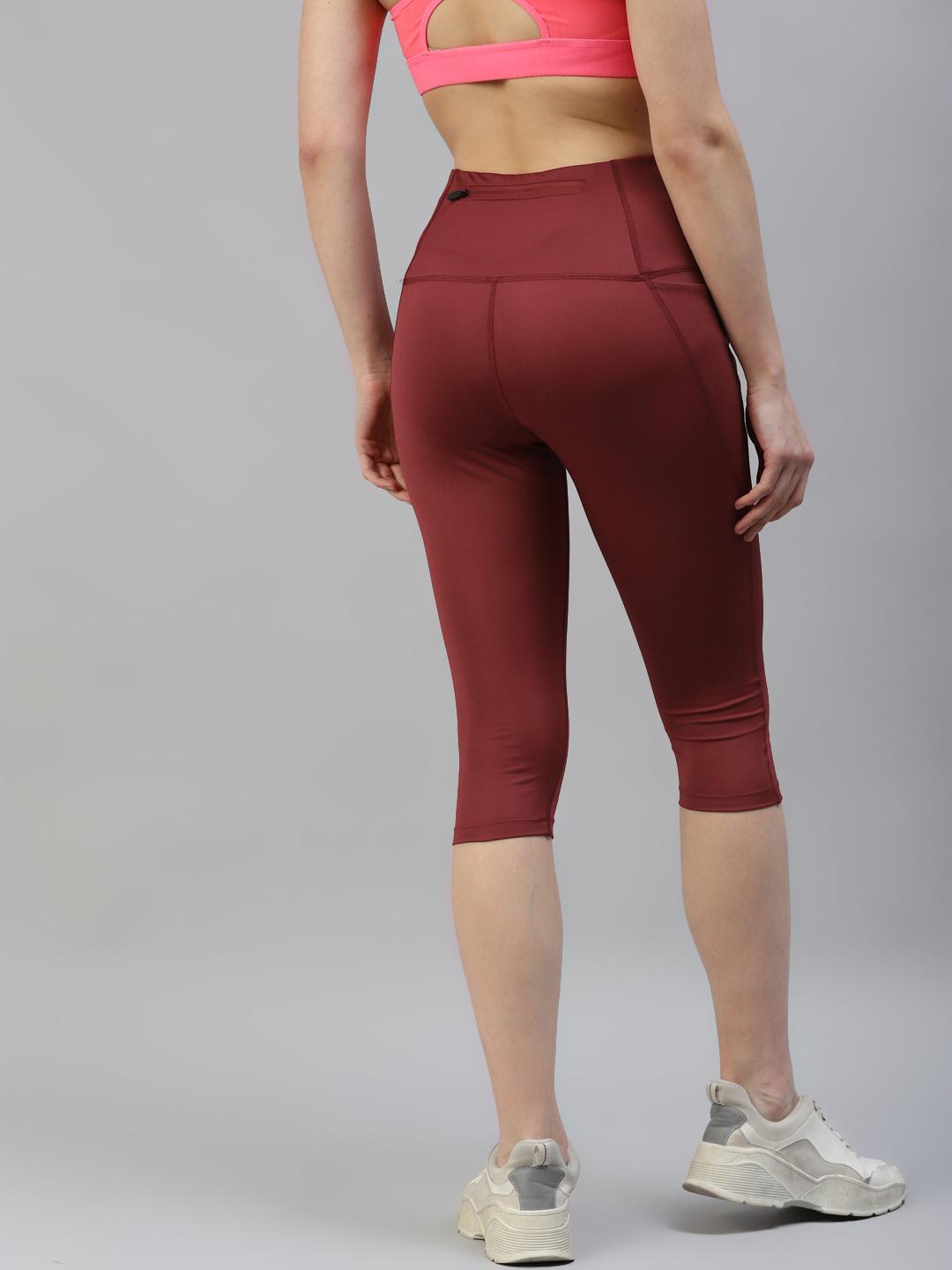 Women Burgundy Active Wear Capris
