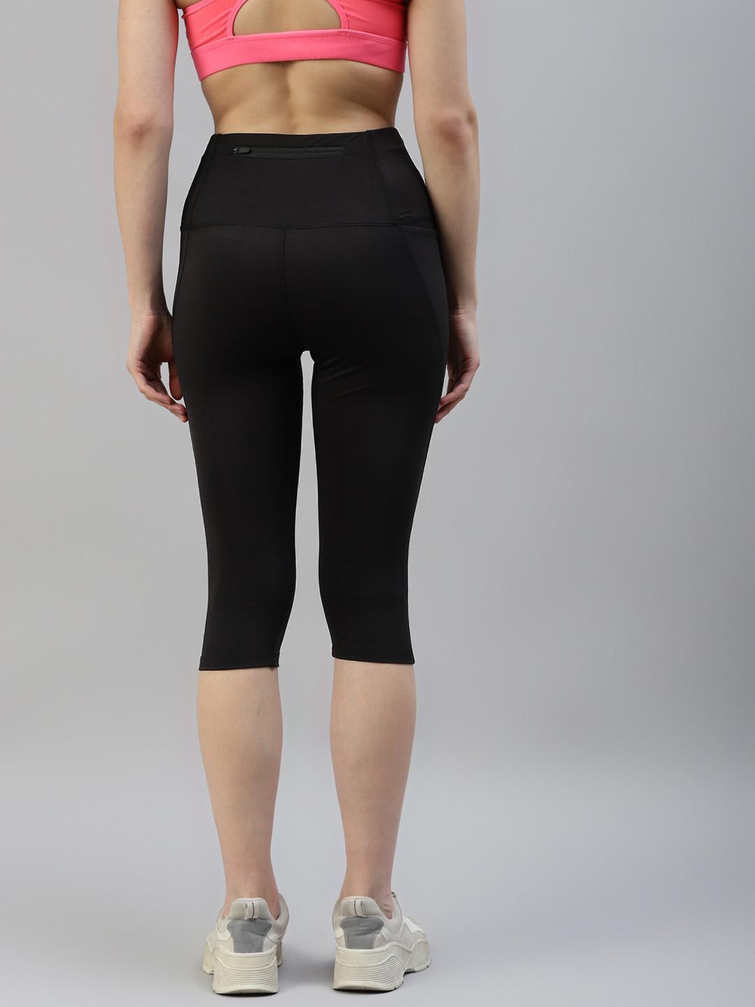 Women Black Active Wear Capris