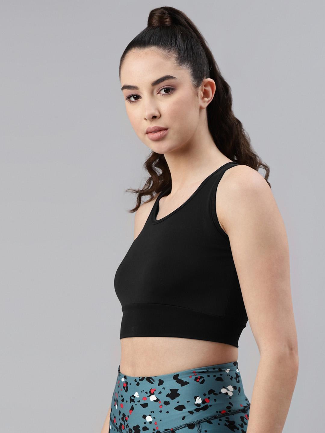 Women Lightly Padded Black Crop Top