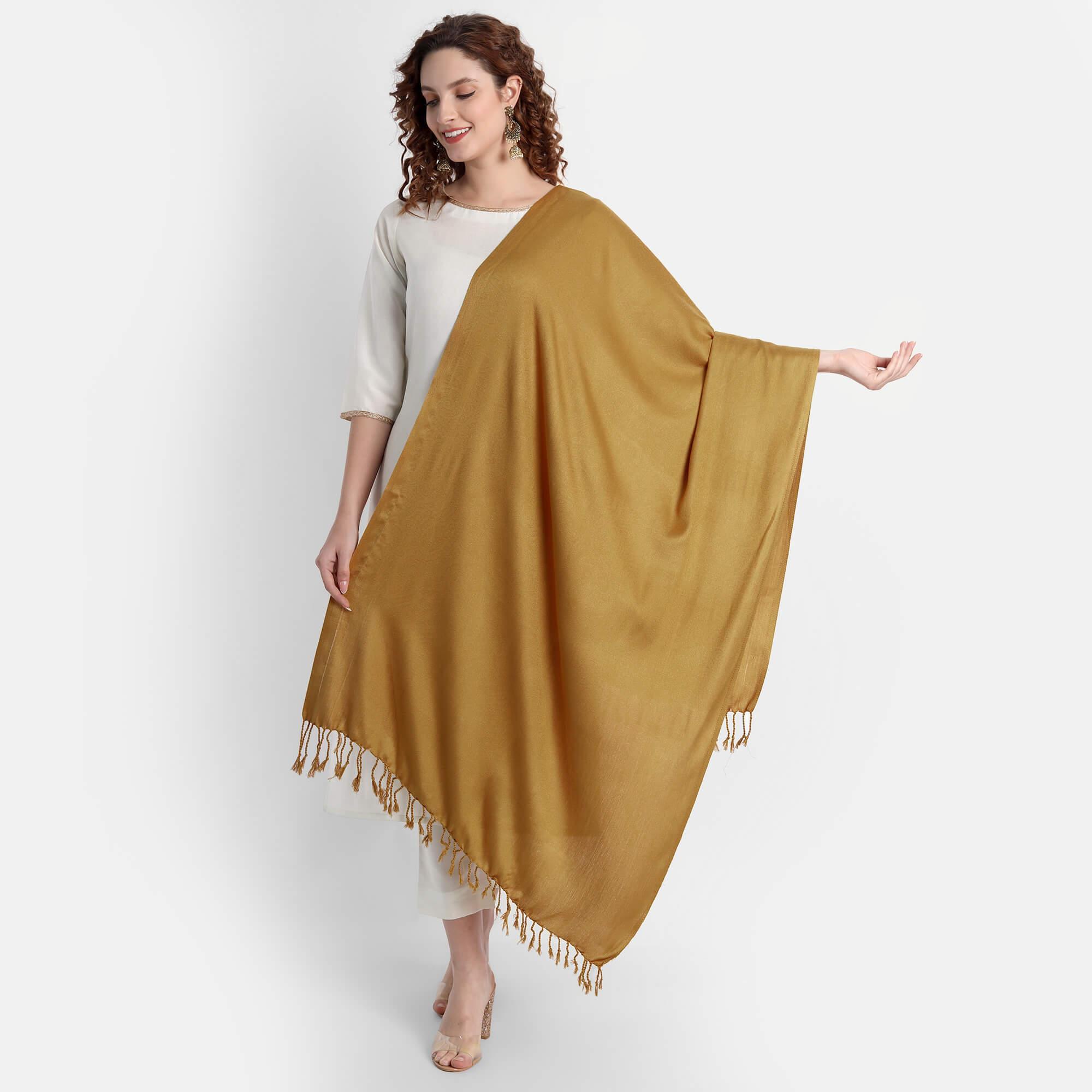 Hemkunt Fabrics  Viscose Golden Women Stole