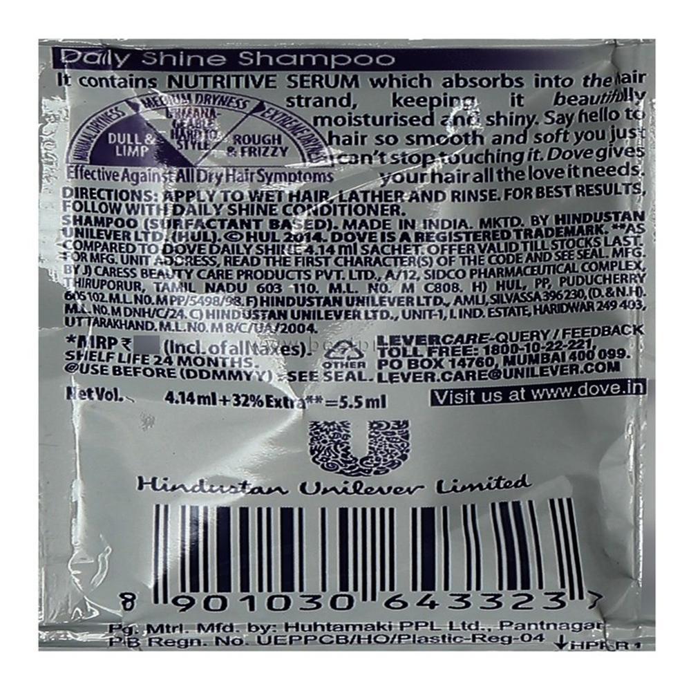 Dove Daily Shine Hair Shampoo 16 N (5.5 ml Each) (Pack of 2)
