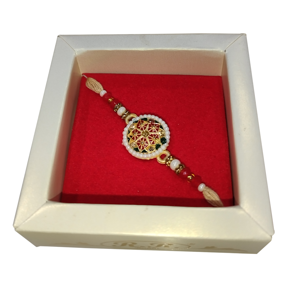 Rakhi for Brother /Bhai Rakshabandhan Bhaiya Rakhi and Bhabhi Lumba Set with Roli Chawal ( 1 lumbha rakhi and 1 Rakhi  Combo Pack)