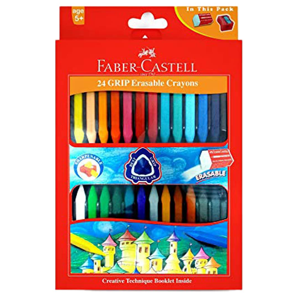 Faber-Castell Grip Erasable Crayon Set - Pack of 24 (Assorted)