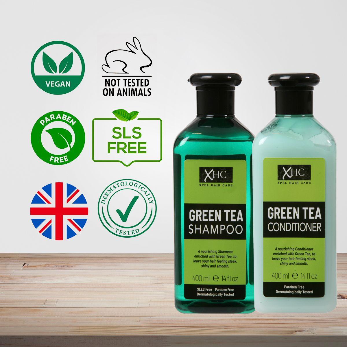 Xpel Marketing Green Tea Shampoo & Conditioner Combo With Green Tea & Tea Tree Oil To Prevent Hair Loss, Dandruff & Breakage - Vegan Friendly.NO Sulphates, Parabens, Silicones, Color & PEG - 400ml + 400ml