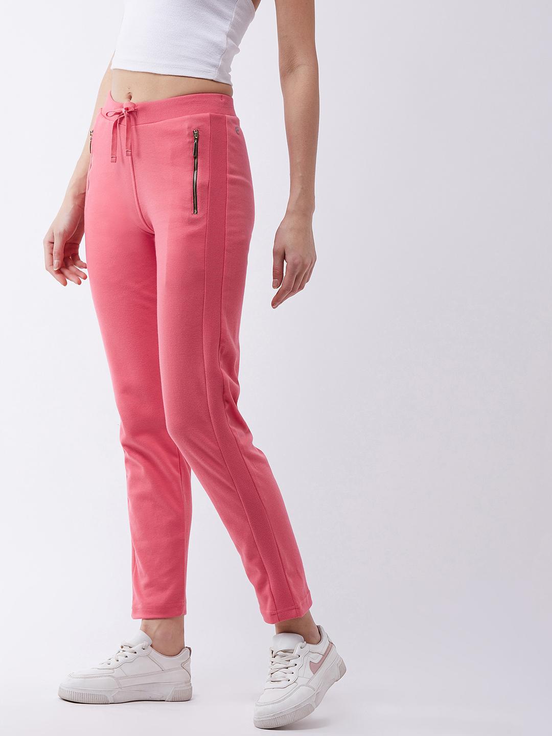 Women Coral Solid Track Pants
