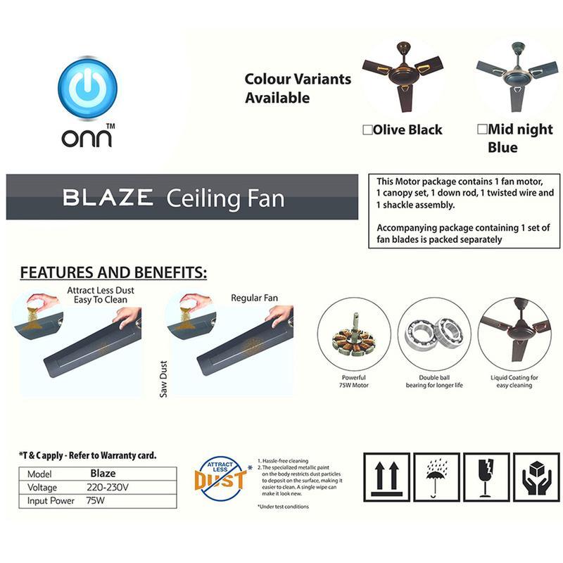 ONN Blaze Anti Dust Ceiling Fan 1 N