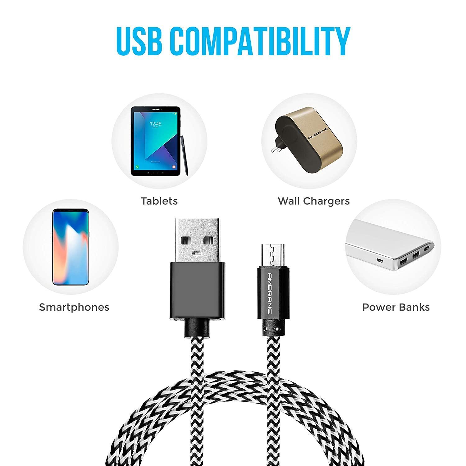 Ambrane USB Charging Cable Length 1.5 m, 1 N