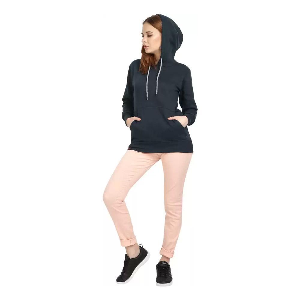 Companion Full Sleeve Solid Women Sweatshirt Blue