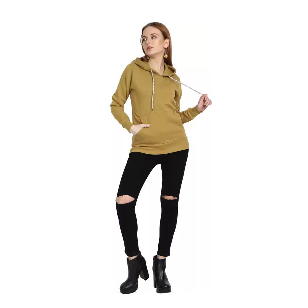 Companion Full Sleeve Solid Women Sweatshirt Mustard