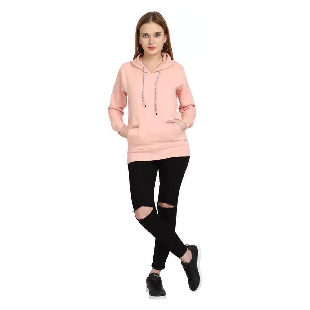 Companion Full Sleeve Solid Women Sweatshirt Peach