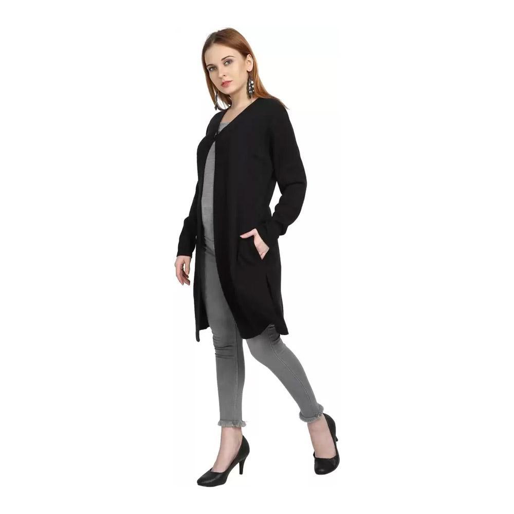 Companion Women Straight Full Sleeve Black Shrug