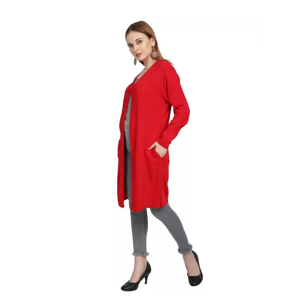 Companion Women Straight Full Sleeve Red Shrug