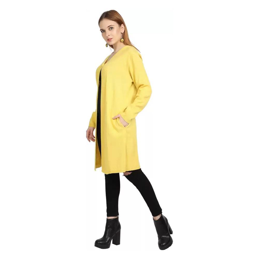 Companion Women Straight Full Sleeve Yellow Shrug