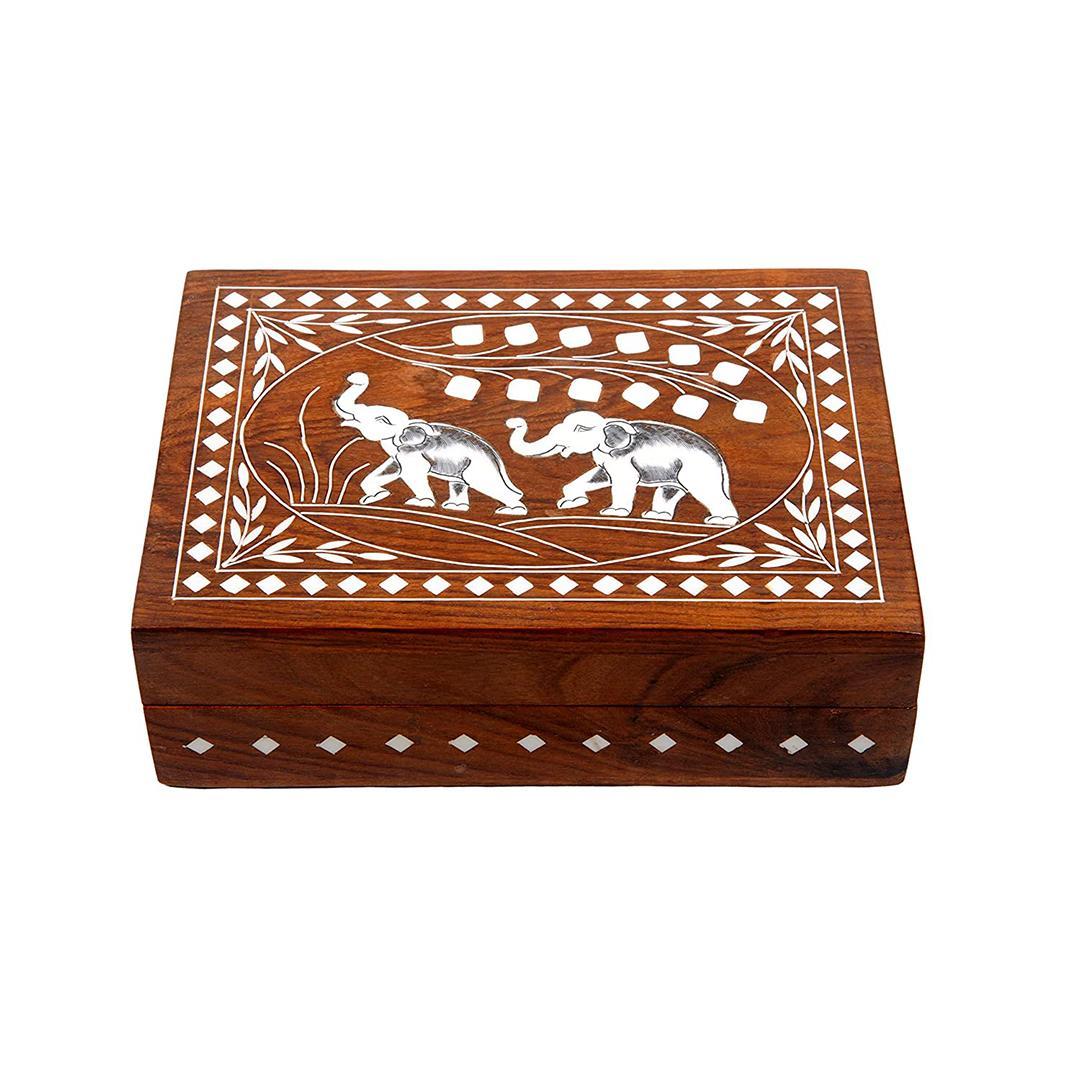 KBL Wooden Jewellery Box for Women Jewel Organizer, Storage Box, Hand Inlay with Intricate Inlay Gift Items - 7Inch X 5INCH Handmade