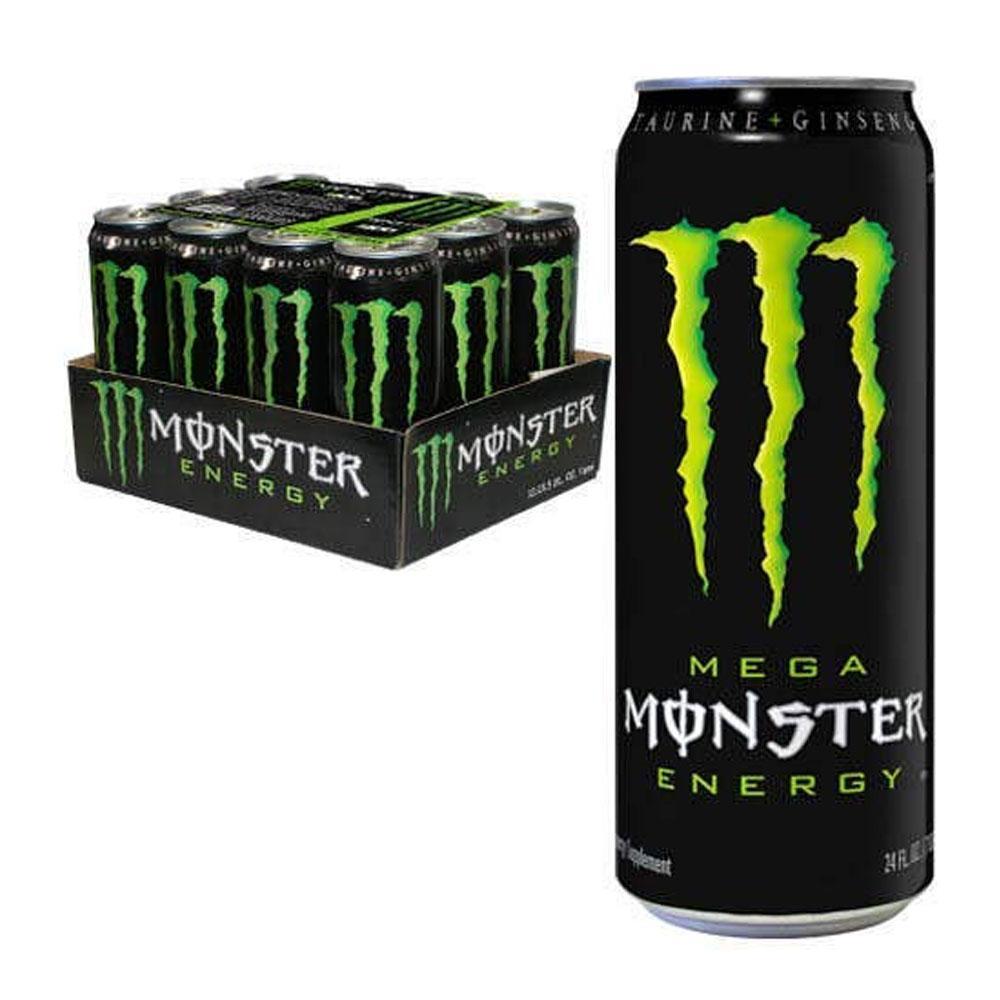 Monster Energy Drink  Mega 500ml , (Pack of 12 Cans X 500ml Each)