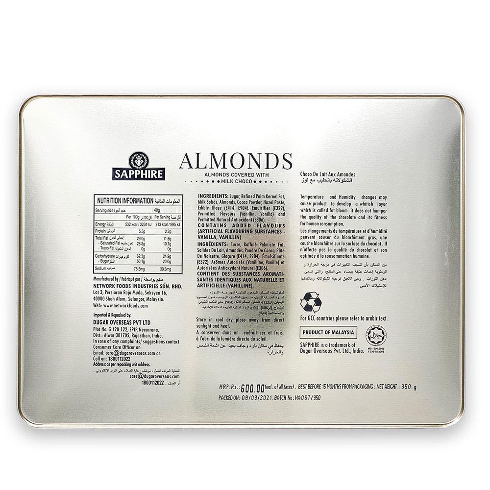 Sapphire Chocolate Coated Nuts Gold, Almond, 350g