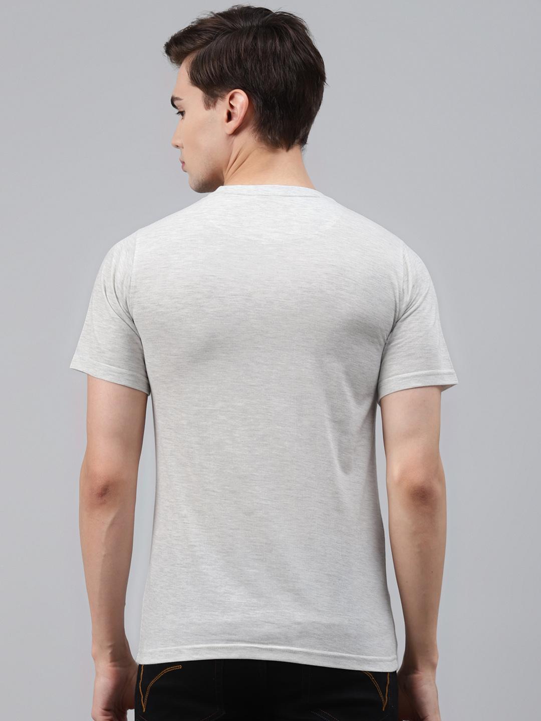 PICOT Men Grey Melange Solid T-shirt